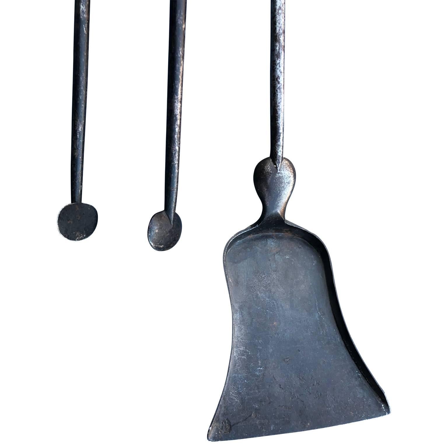 Bronze Set of European 18th Century Fire Place Tools