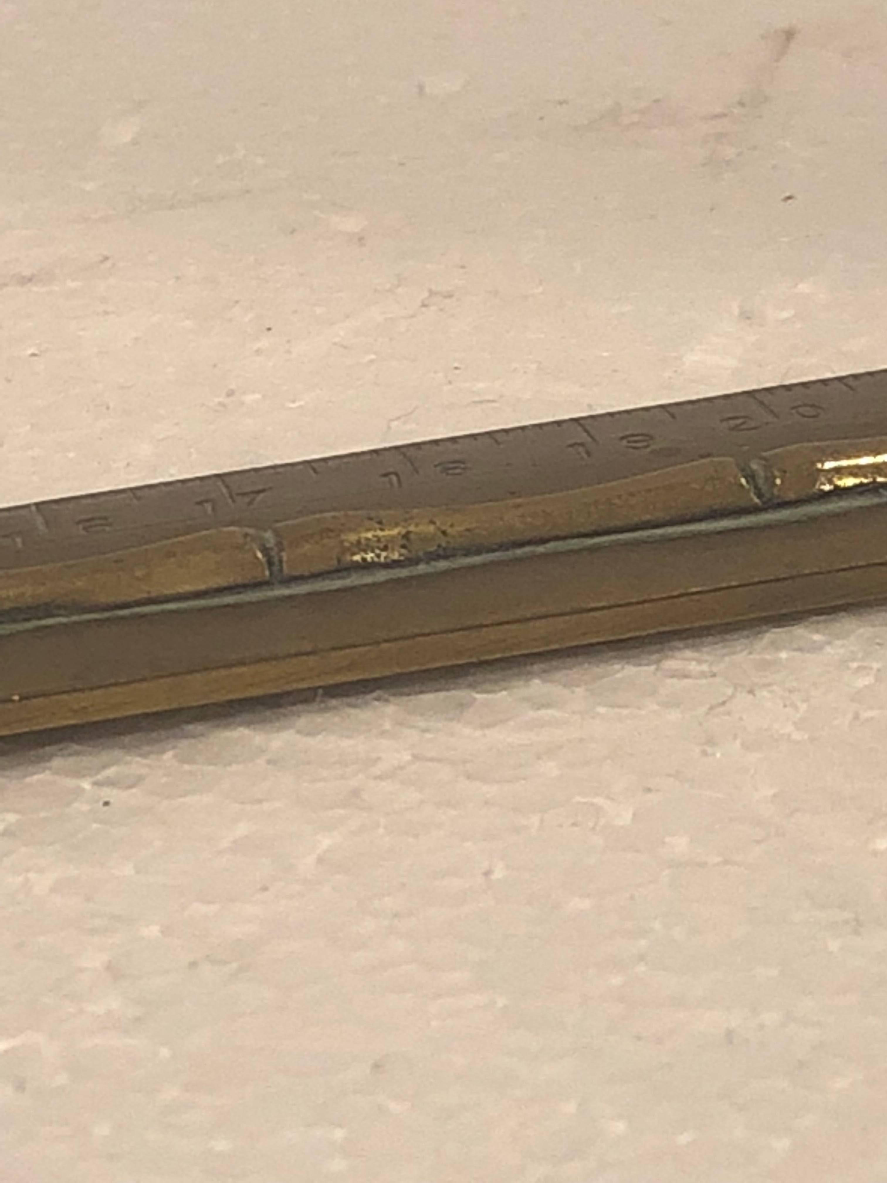 19th Century Faux Bamboo Desk Accessory Brass Ruler In Good Condition For Sale In Haddonfield, NJ