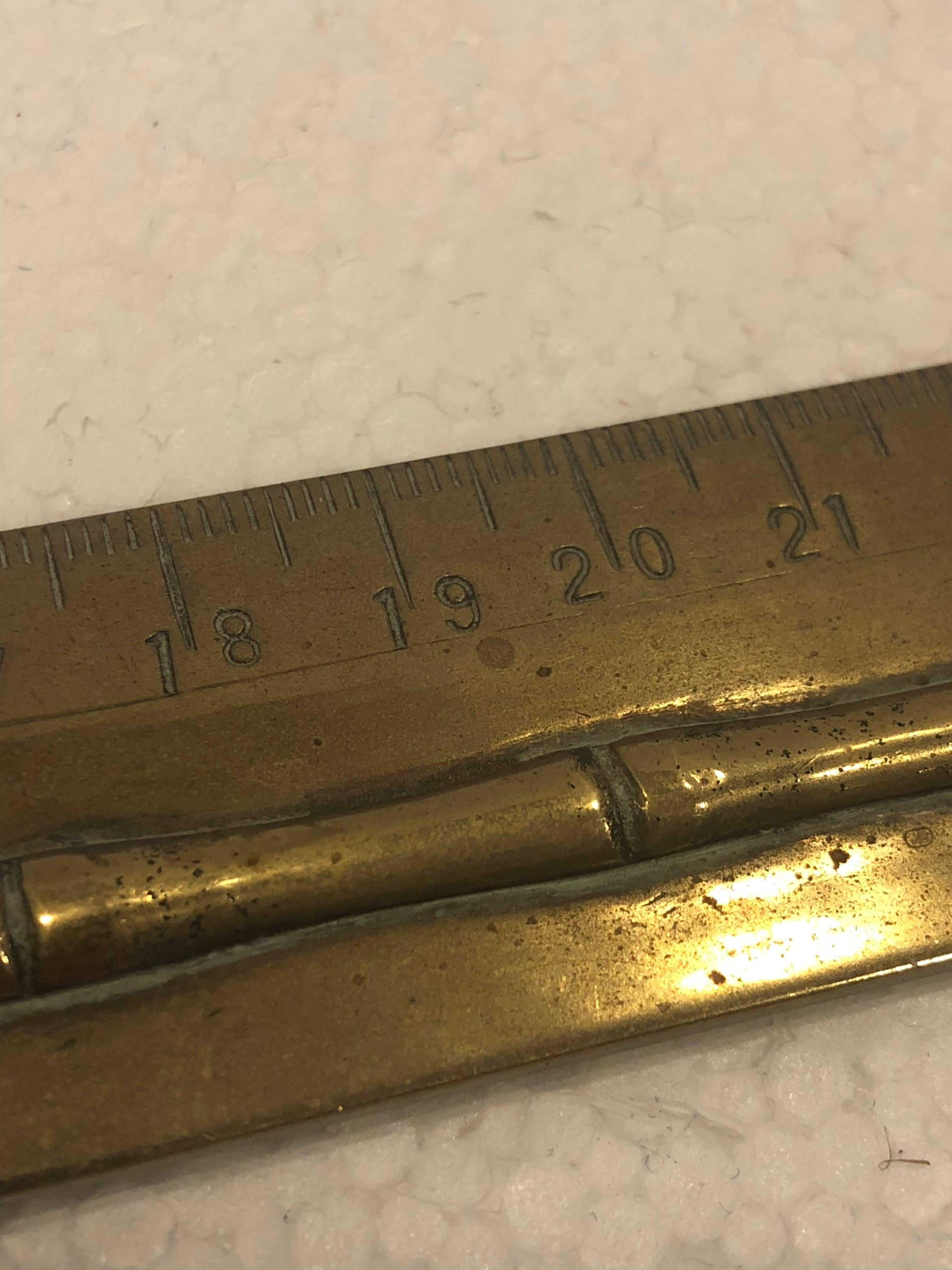 19th Century Faux Bamboo Desk Accessory Brass Ruler For Sale 1