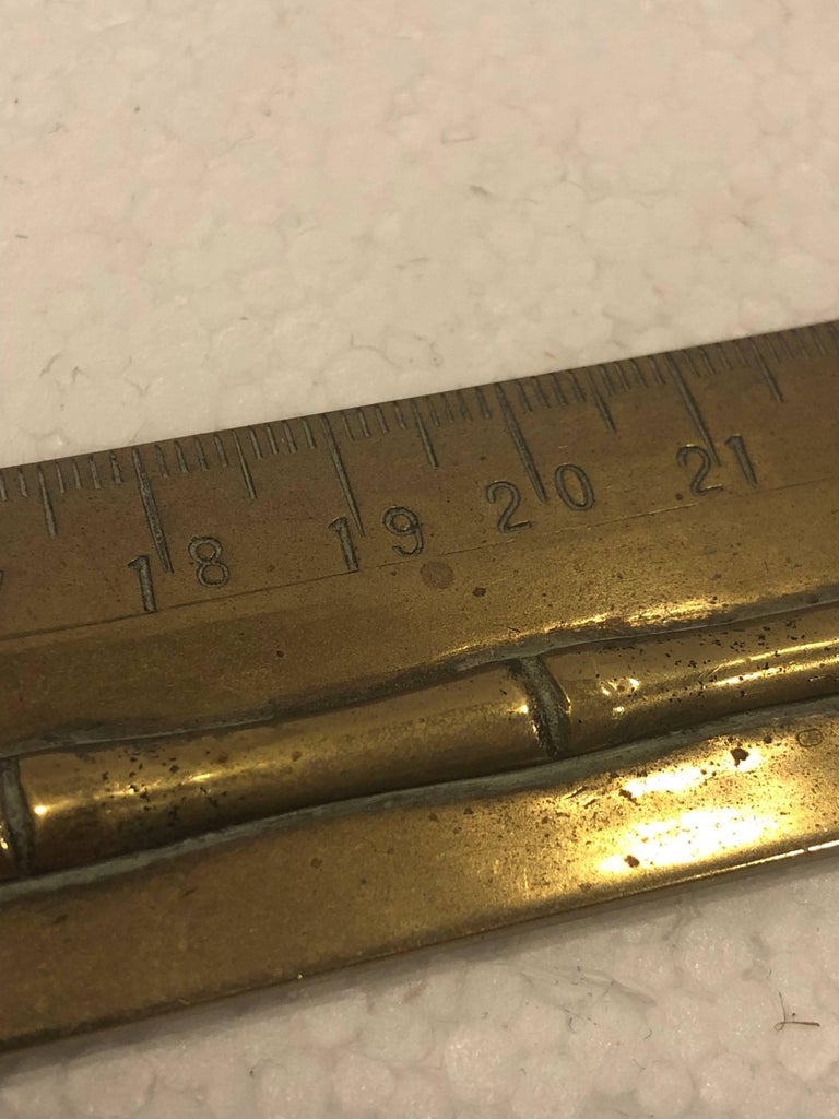 19th Century Faux Bamboo Desk Accessory Brass Ruler For Sale at 1stDibs