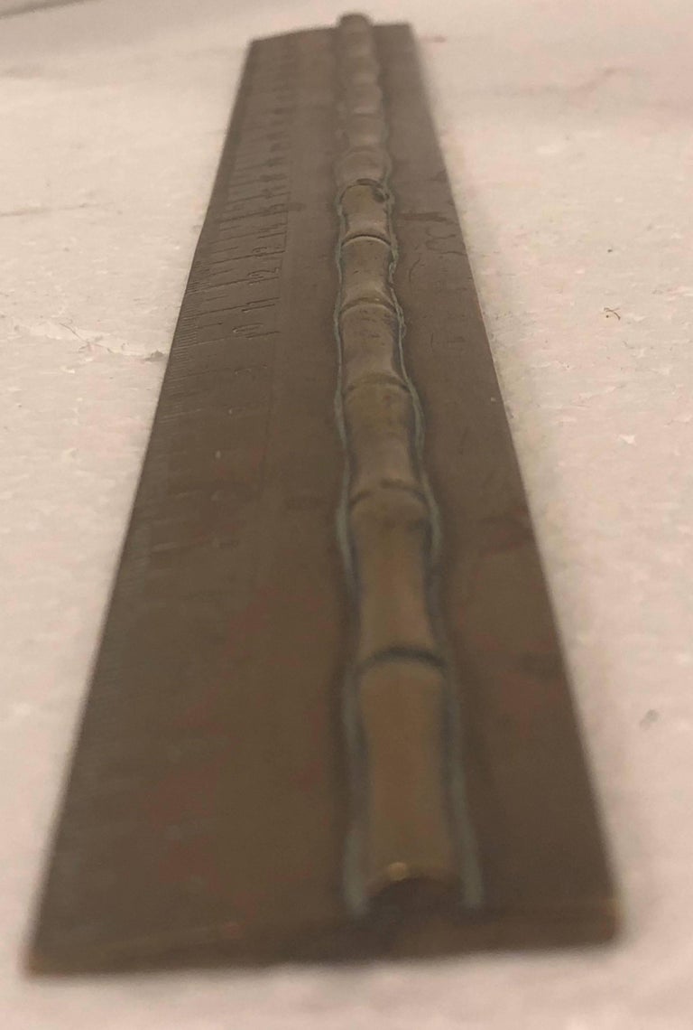 19th Century Faux Bamboo Desk Accessory Brass Ruler For Sale at 1stDibs