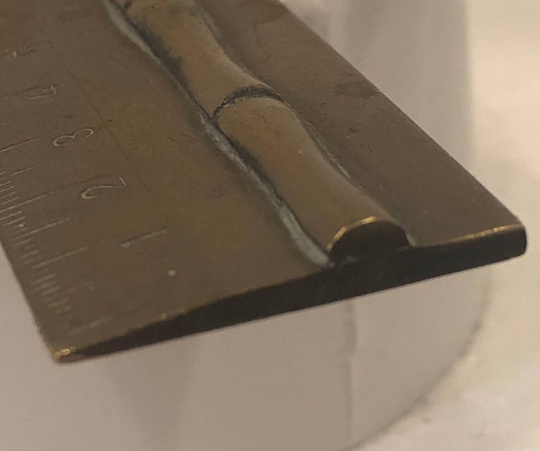 19th Century Faux Bamboo Desk Accessory Brass Ruler For Sale at 1stDibs