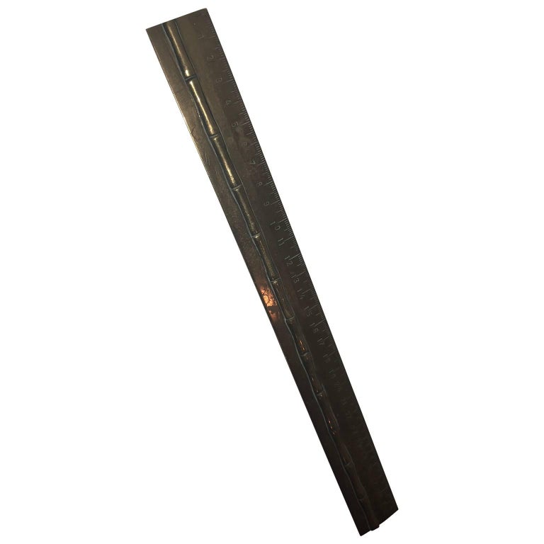 19th Century Faux Bamboo Desk Accessory Brass Ruler For Sale at 1stDibs