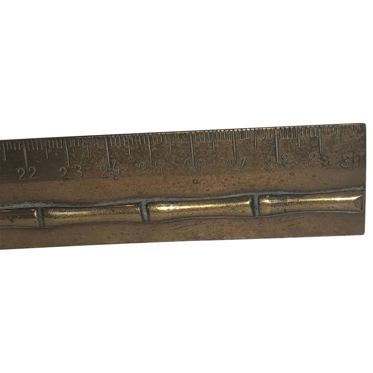 19th Century Faux Bamboo Desk Accessory Brass Ruler For Sale at 1stDibs