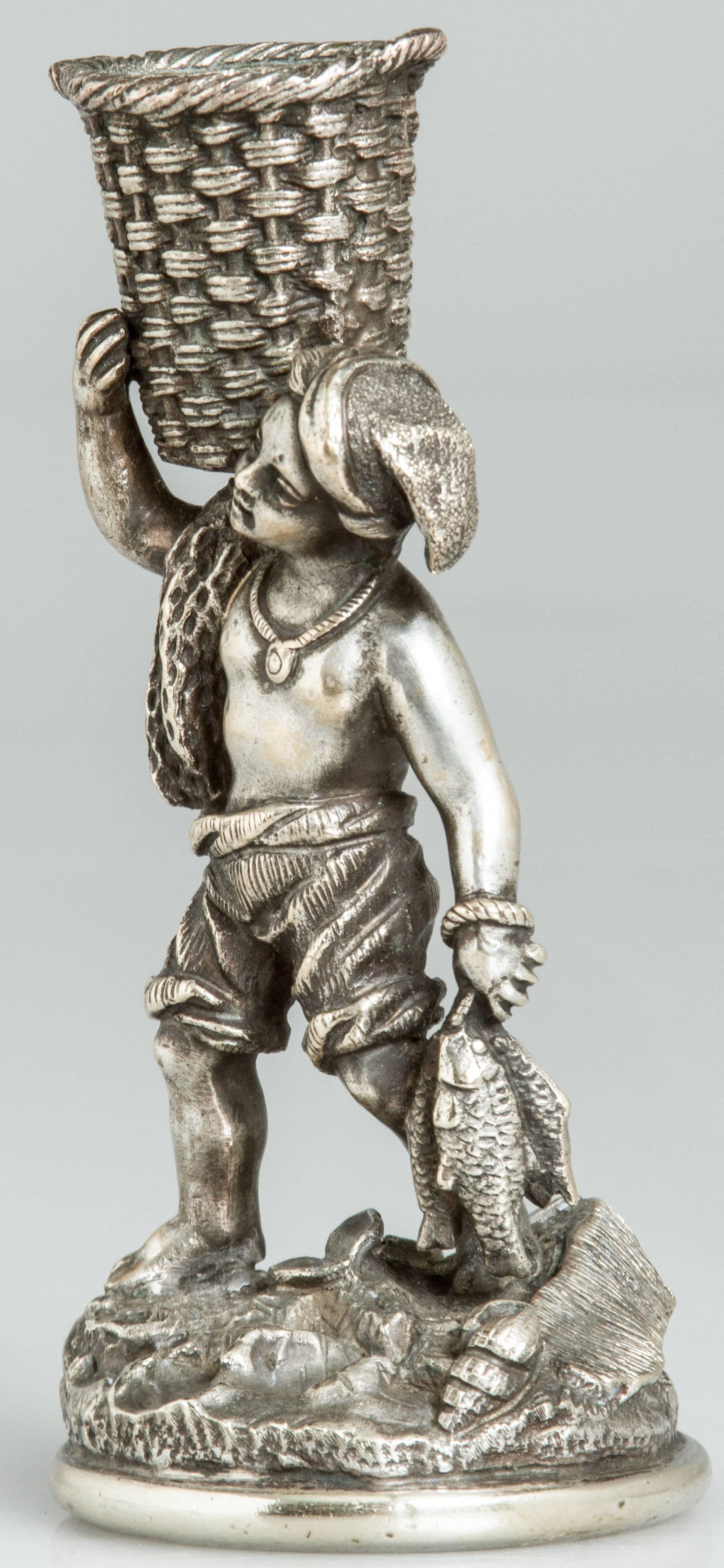 European Silvered Bronze 19th Century Figural Match Striker