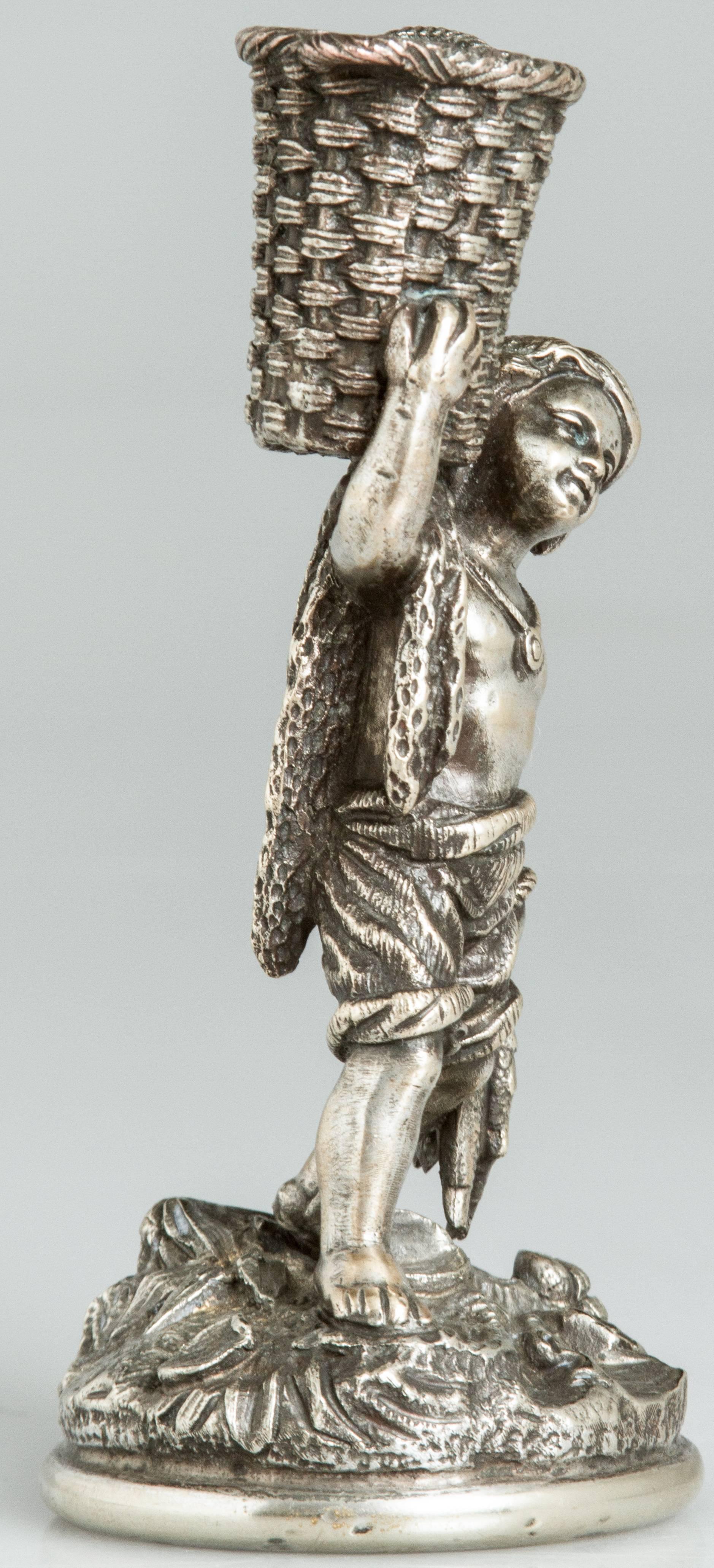 Silvered Bronze 19th Century Figural Match Striker In Excellent Condition In Chicago, IL