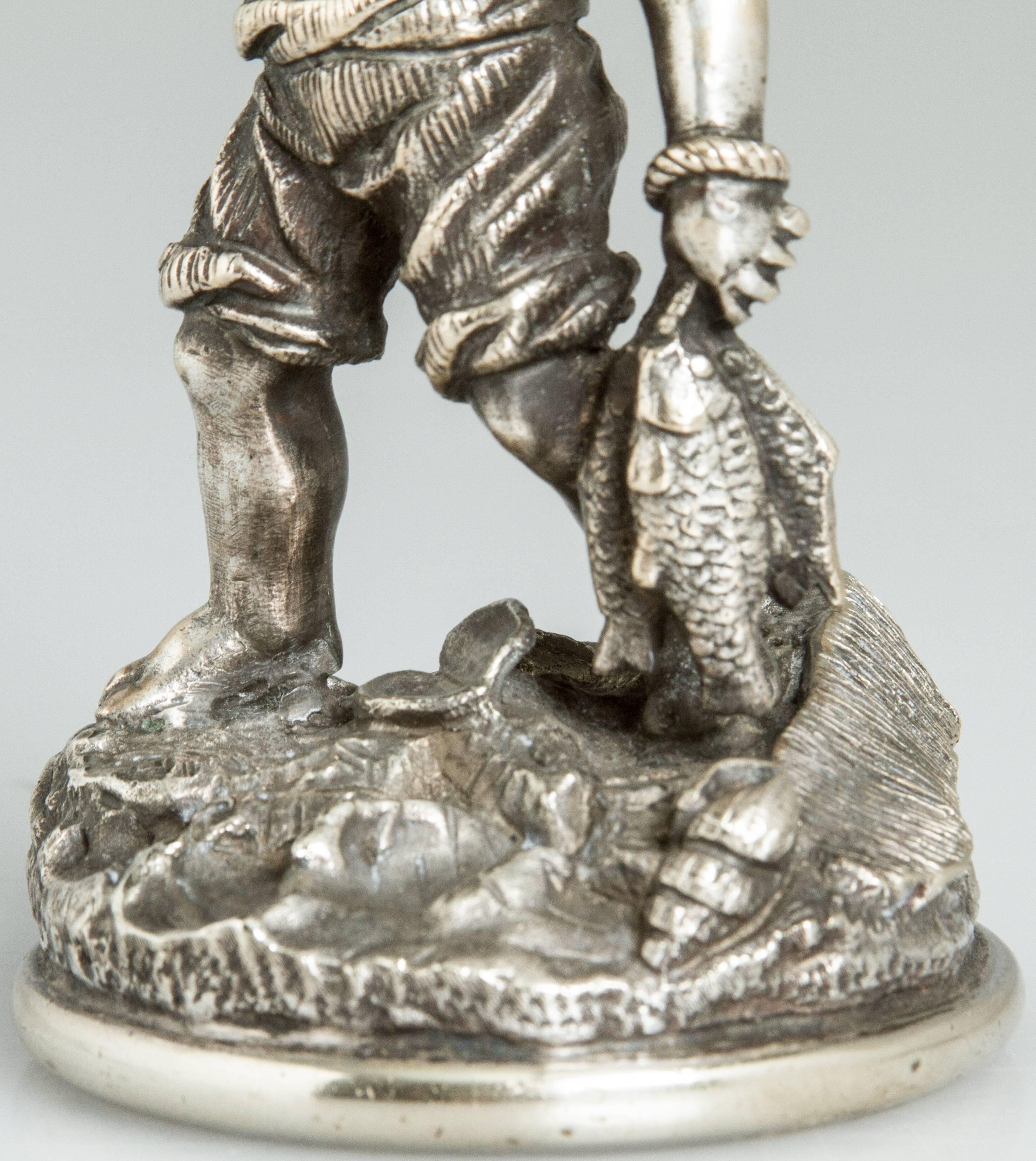 Silvered Bronze 19th Century Figural Match Striker 3