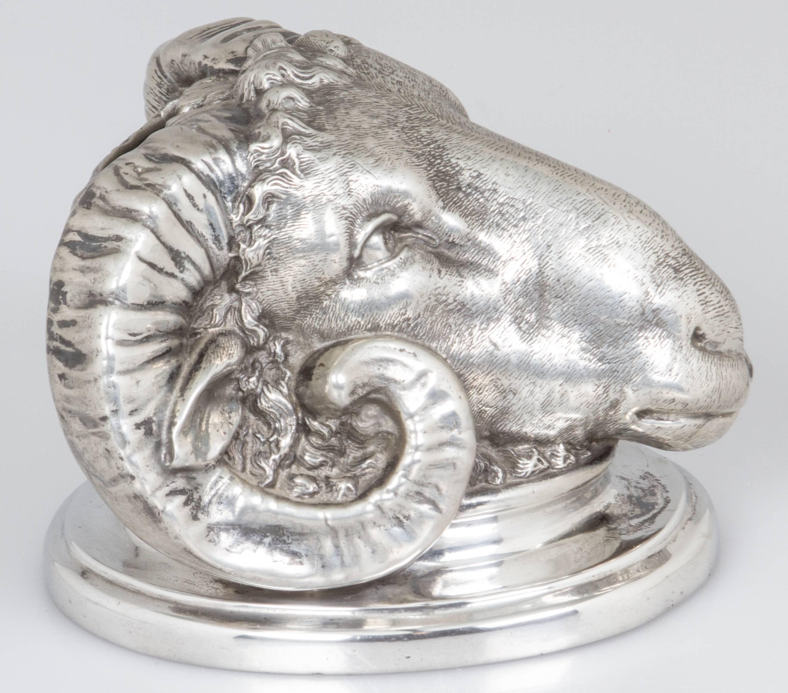 Unusual 19th Century Rams Head Spoon Warmer In Excellent Condition In Chicago, IL