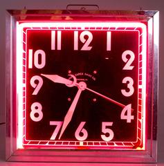 Graphic Art Deco Square Neon Clock