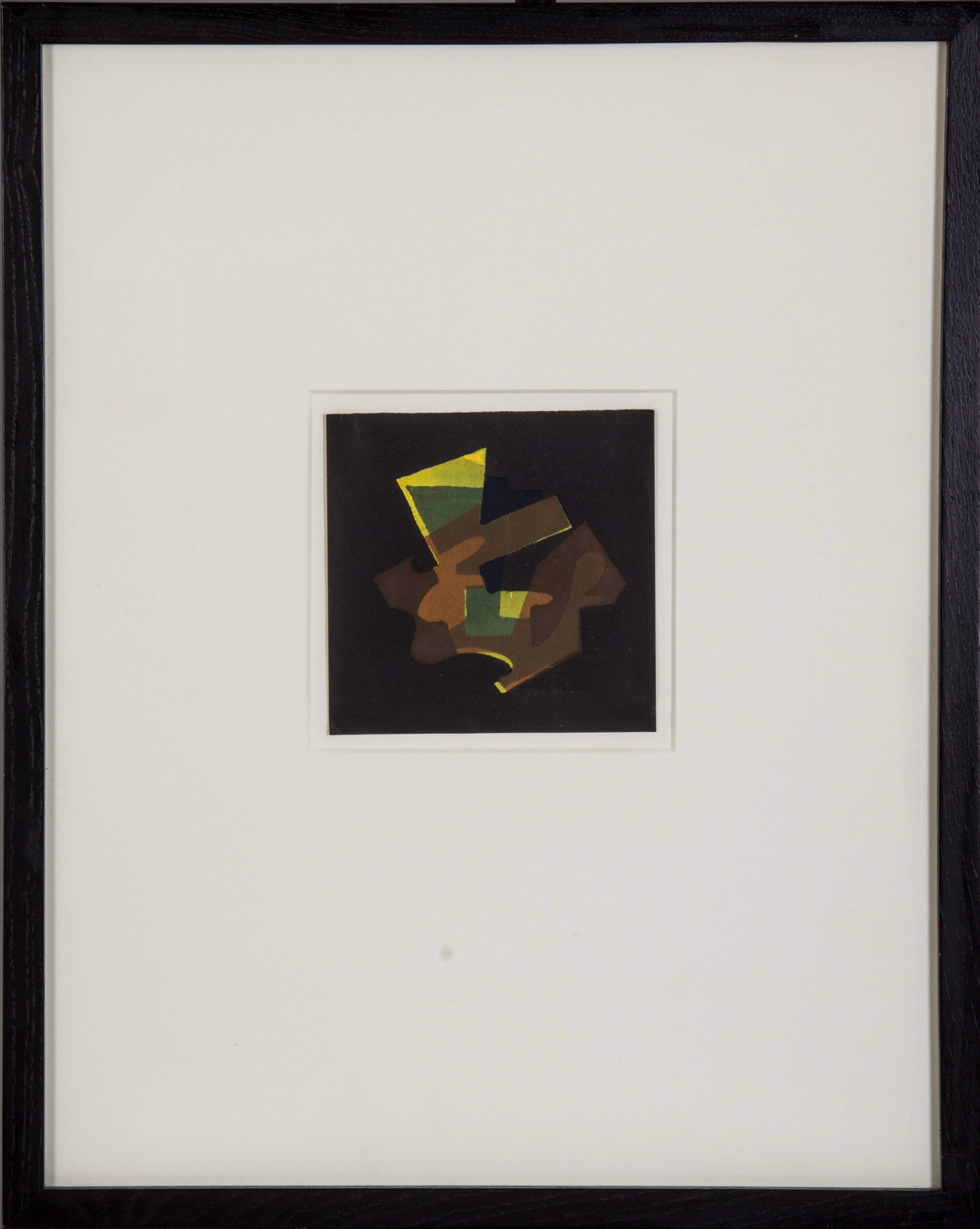 This modernist print is marked 26 out of an edition of 215 and is signed. The piece measures 5