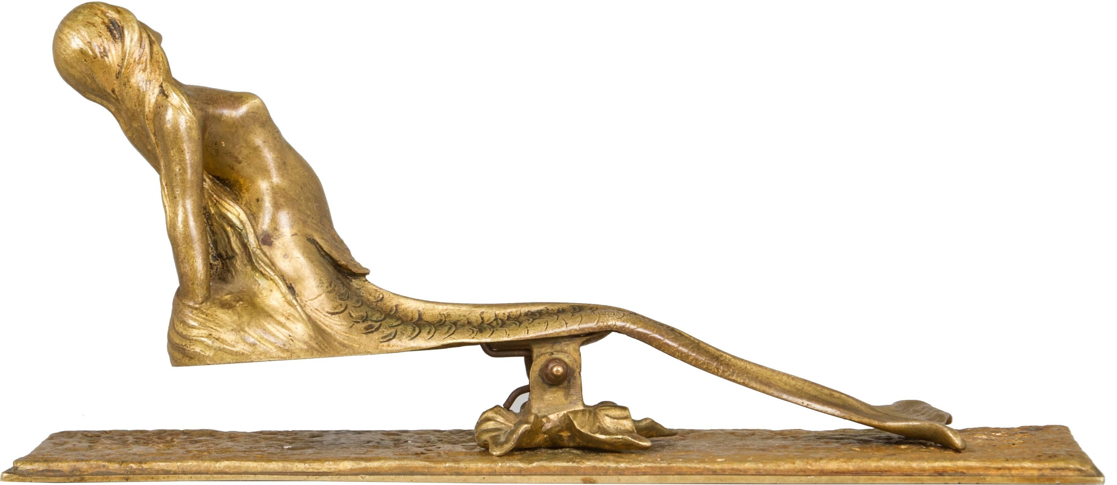 Early 20th Century Gilt Bronze Art Nouveau Mermaid Letter Holder