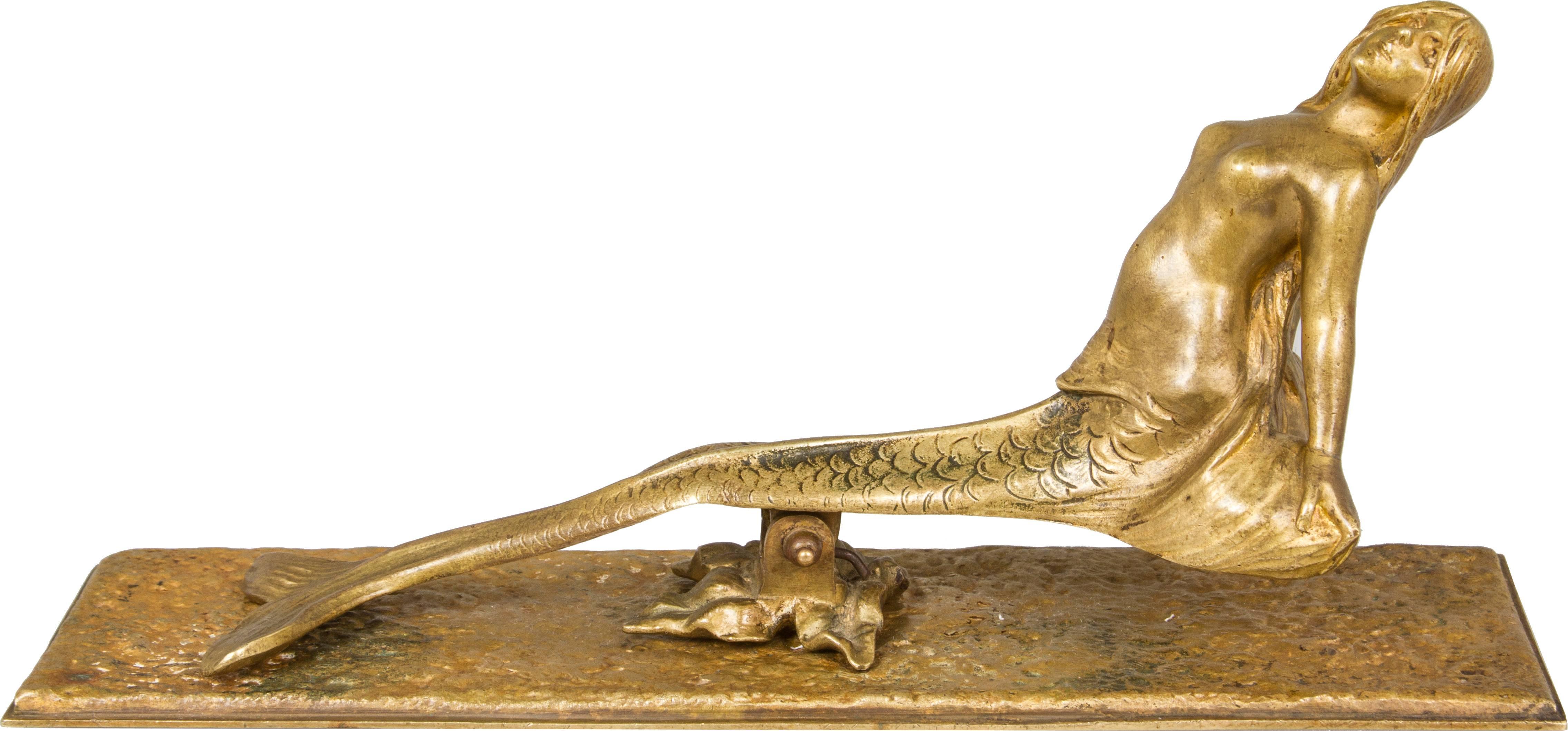 Gilt Bronze Art Nouveau Mermaid Letter Holder In Excellent Condition In Chicago, IL