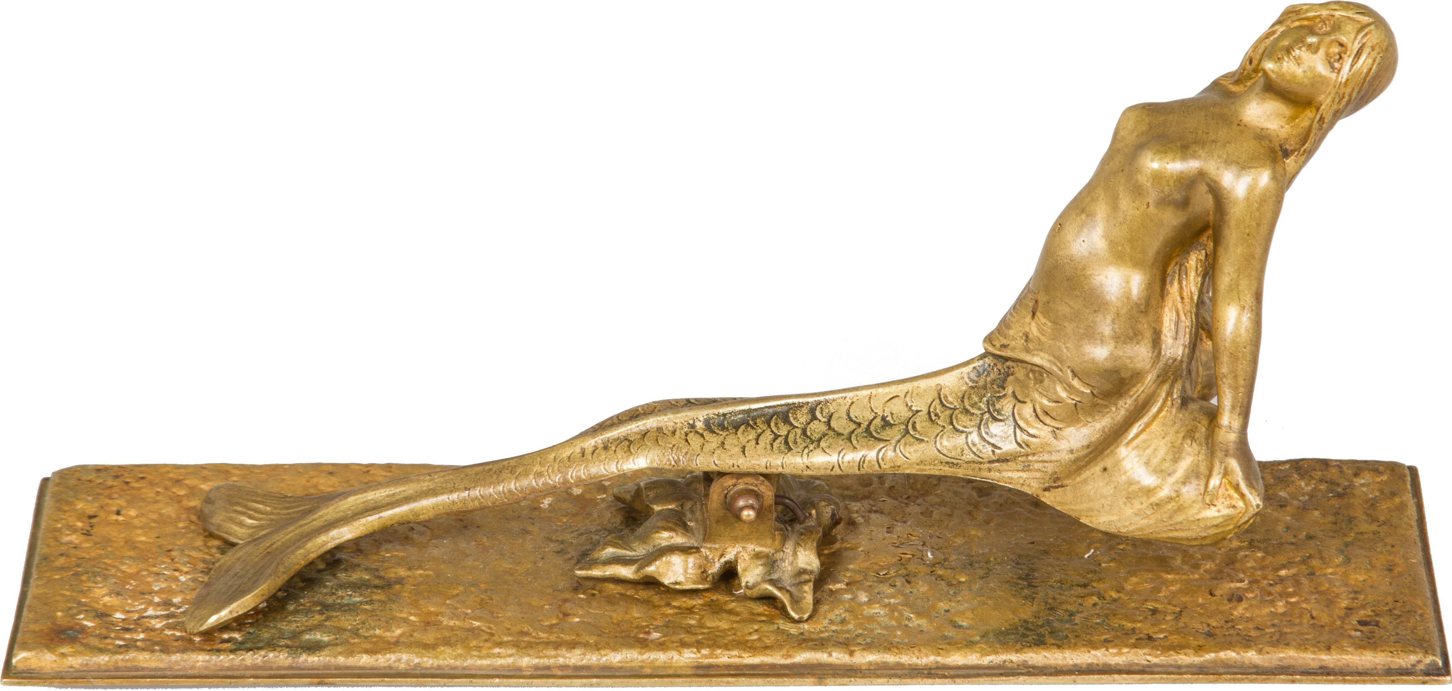 Austrian Gilt Bronze Art Nouveau Mermaid Letter Holder