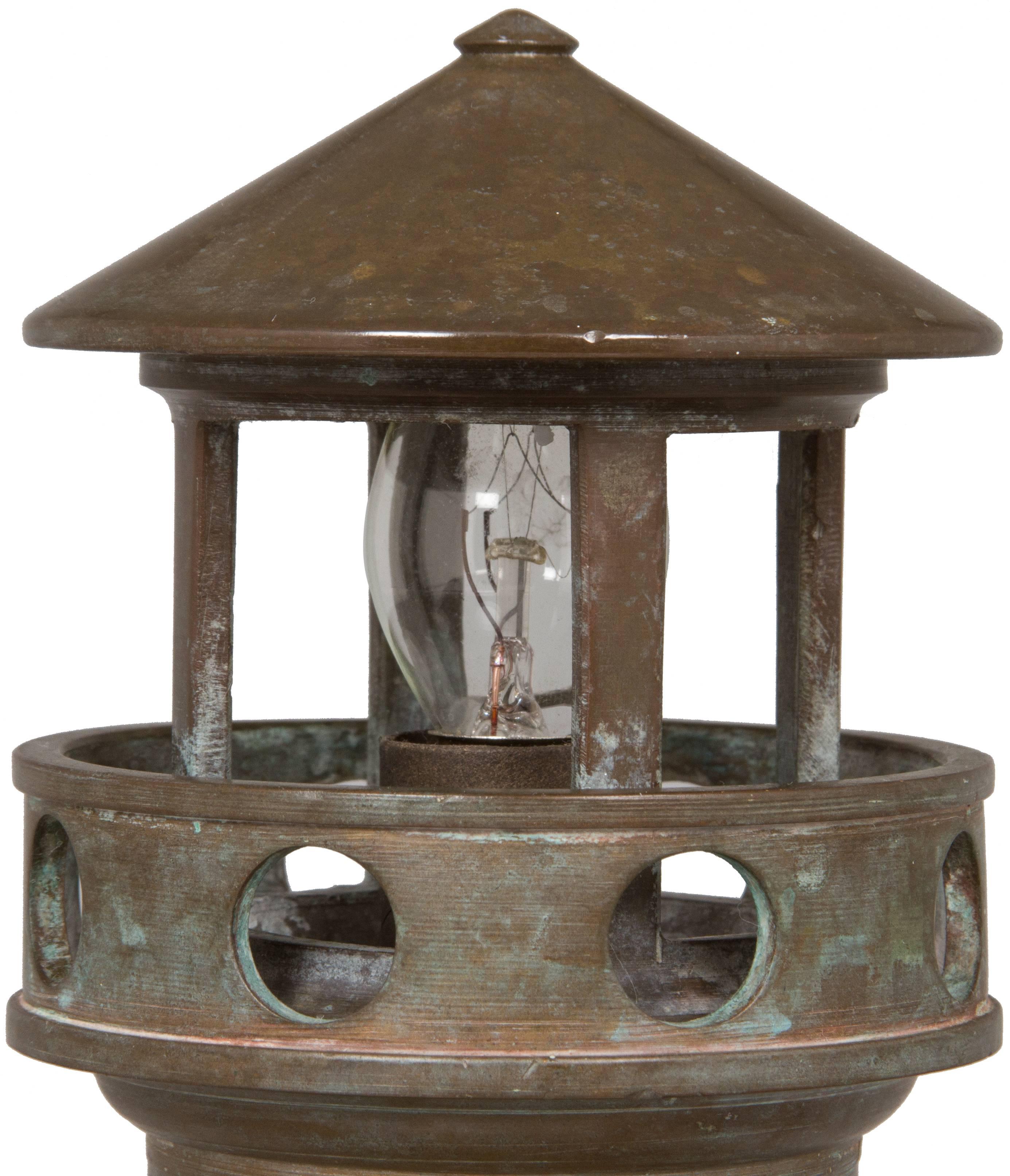 American Bronze Lighthouse Lamp For Sale