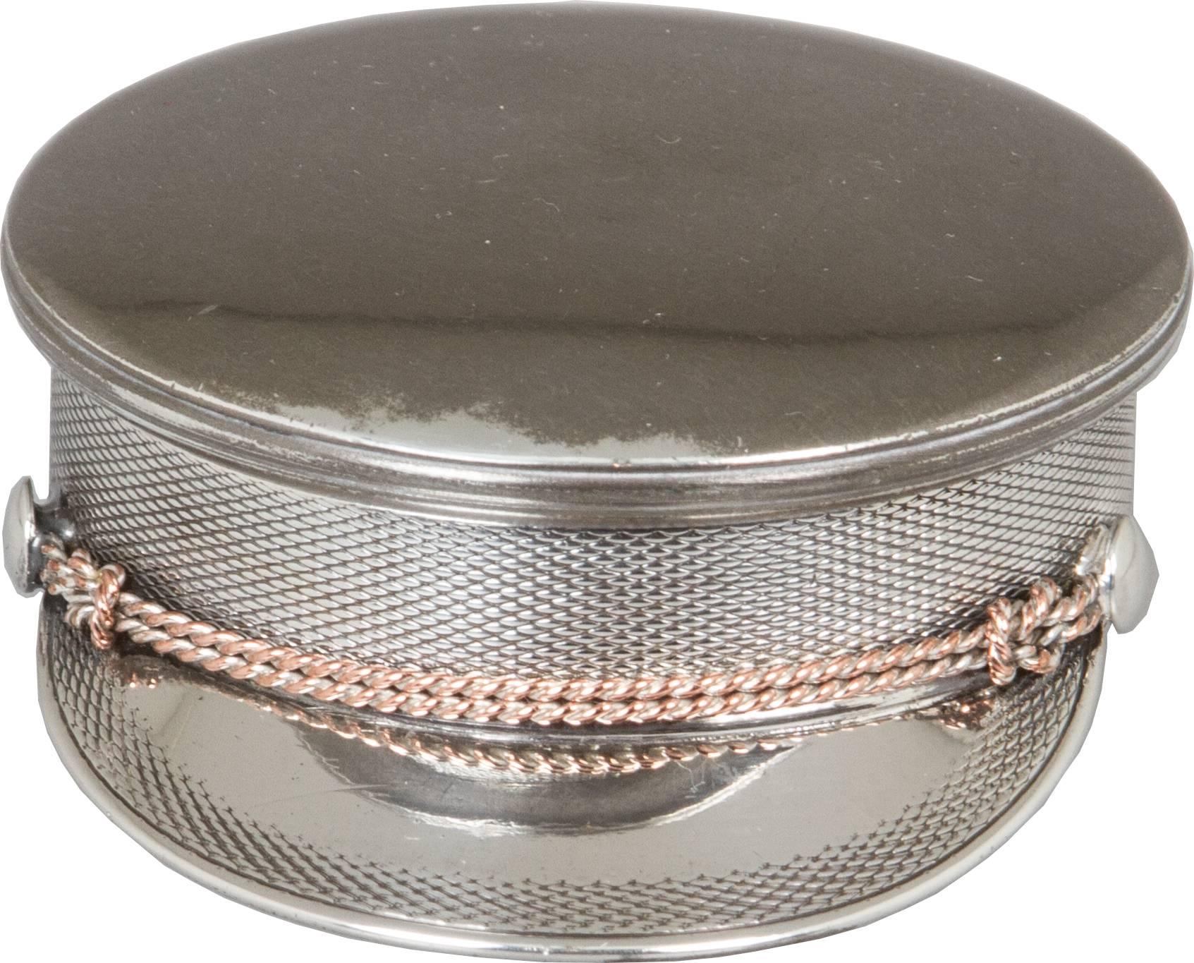 American Silver Plate Military Hat Pill or Ring Box