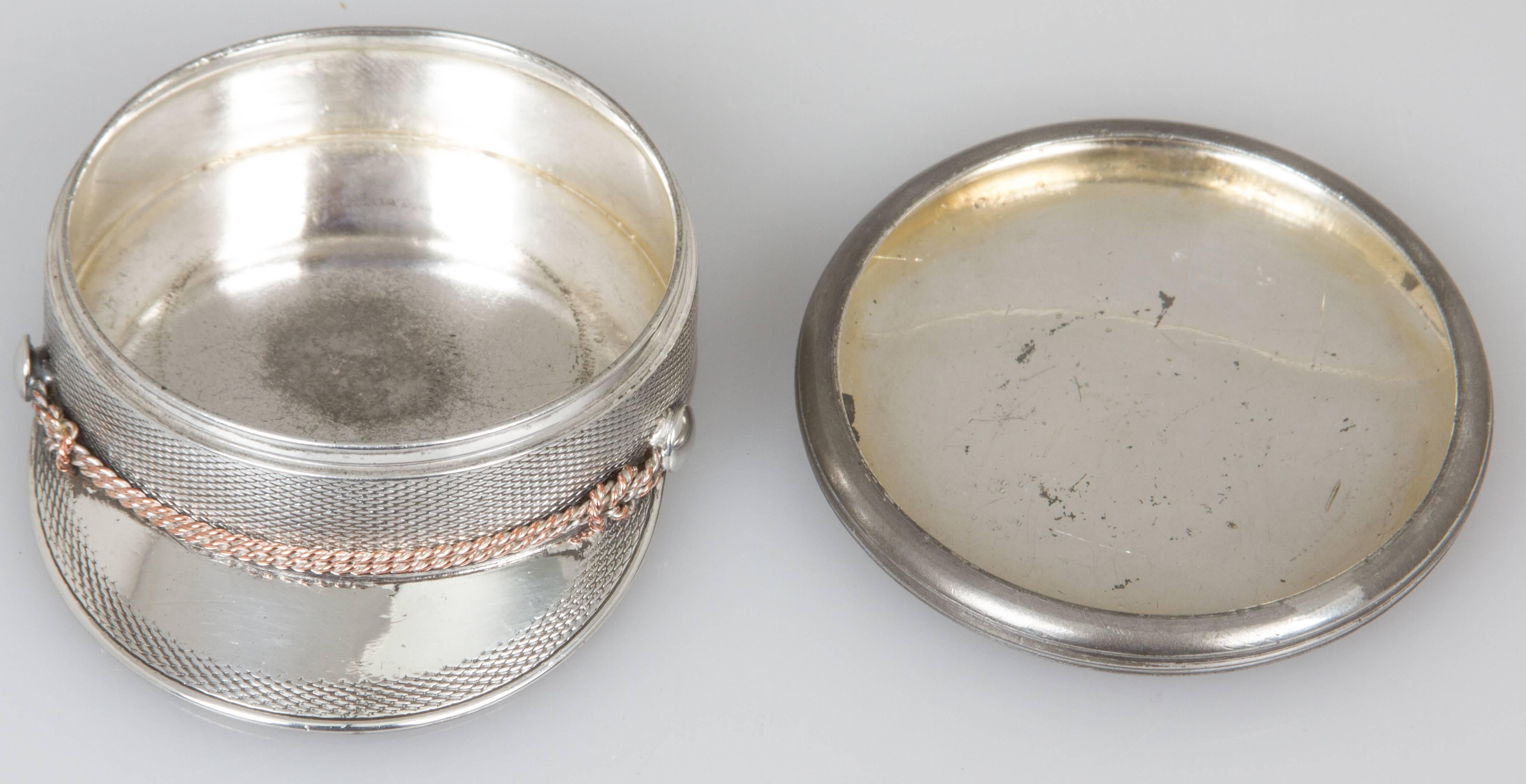 Early 20th Century Silver Plate Military Hat Pill or Ring Box