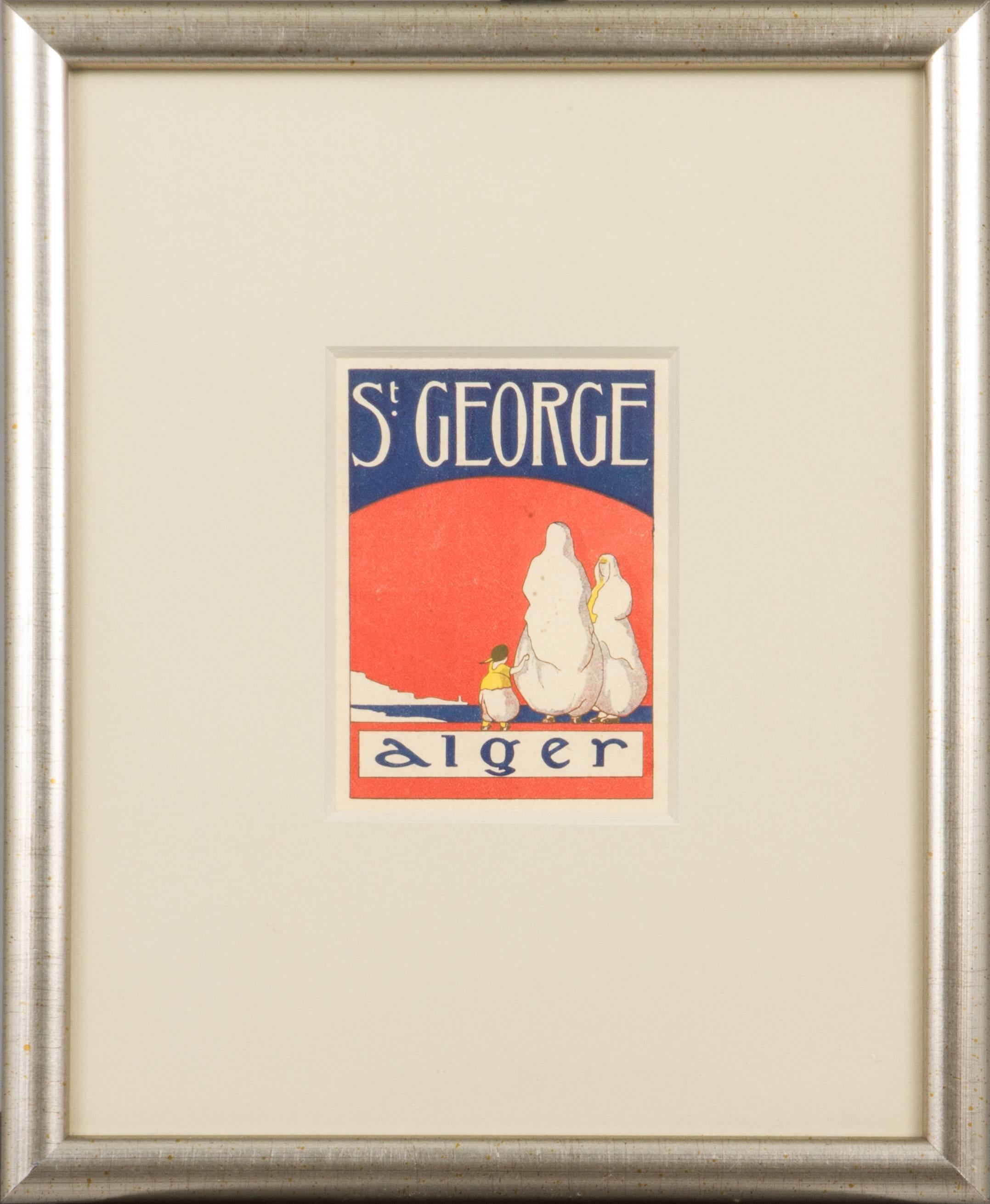 This is a small travel poster that would originally be placed on luggage. It is from the famous luxury hotel, the St. George. The image measures 3