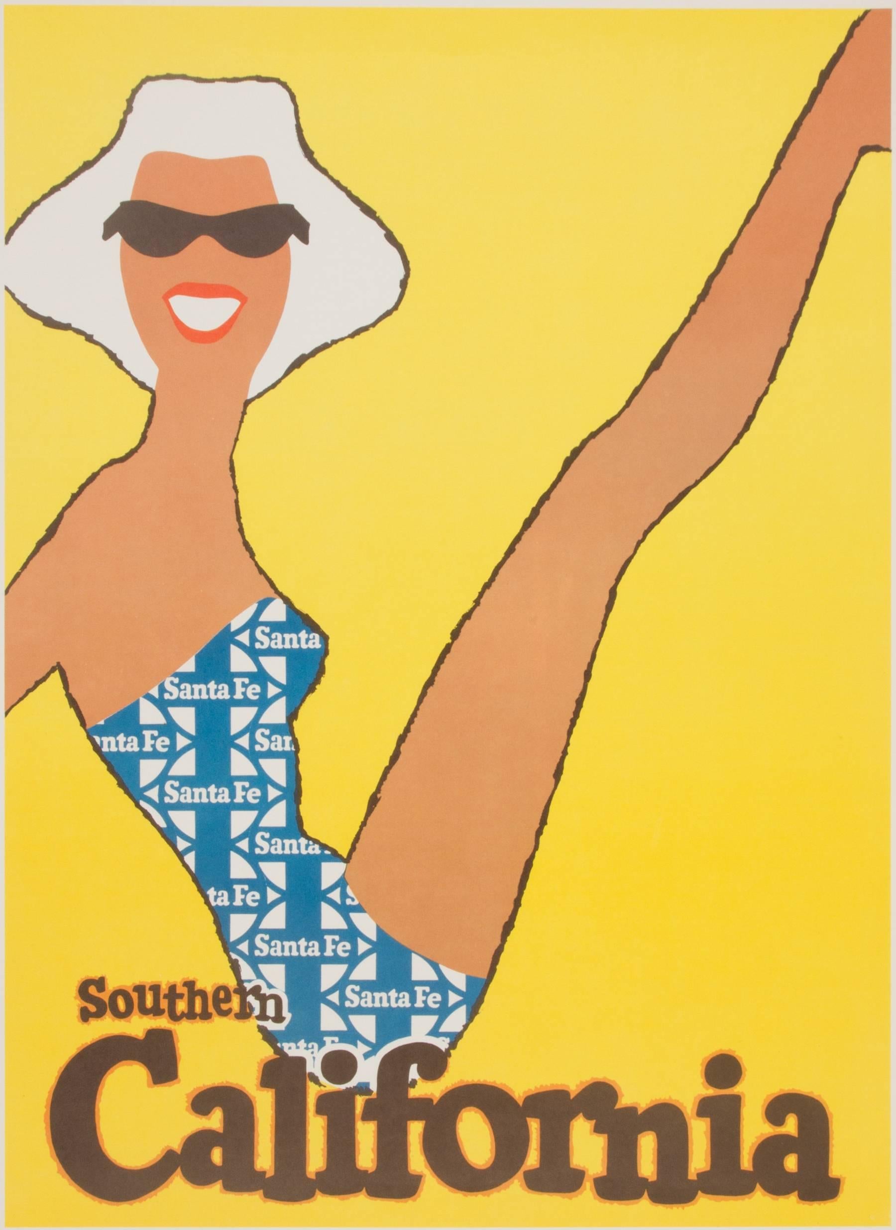 American Original Vintage Sante Fe Southern California Travel Poster For Sale