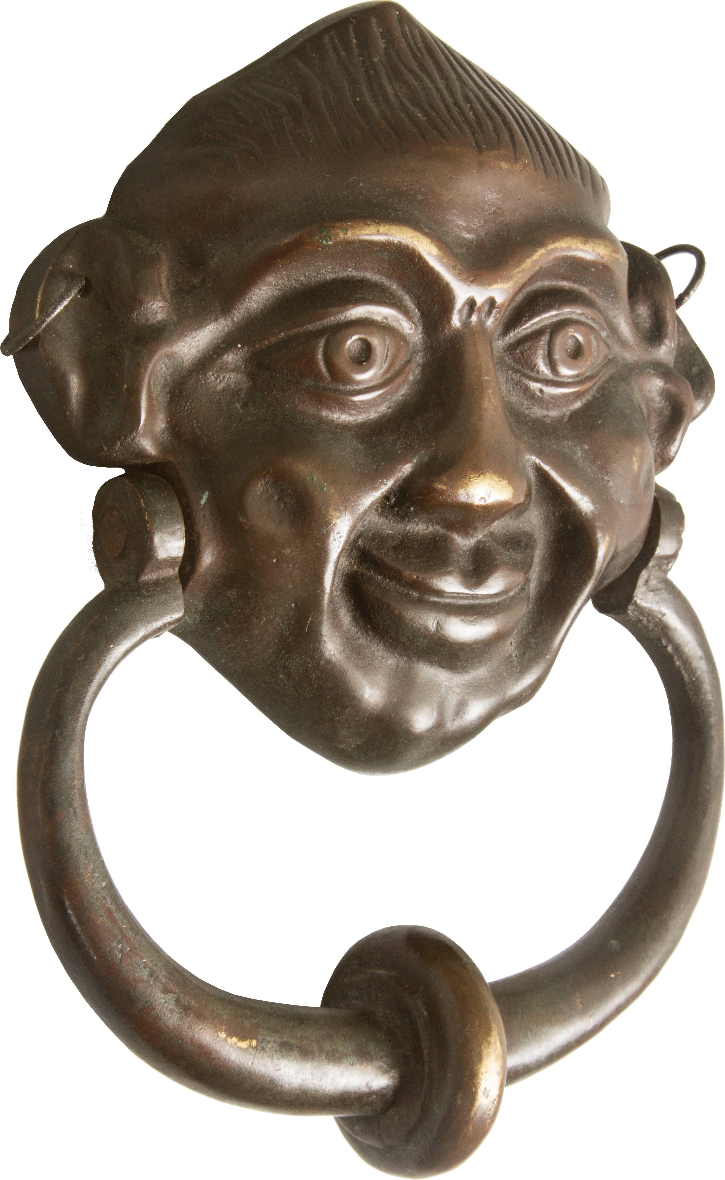 19th Century Antique Figural Bronze Door Knocker