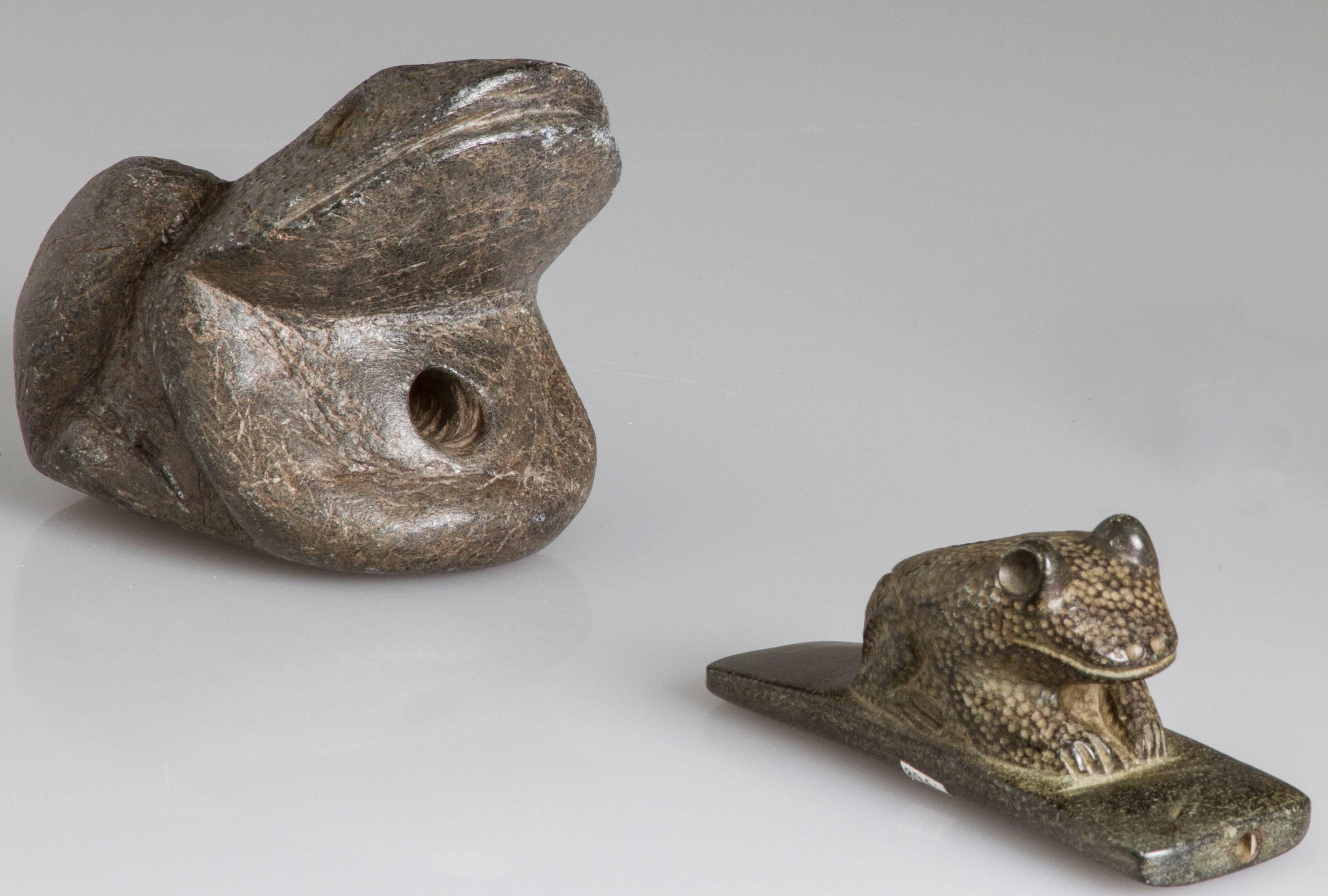 Mid-20th Century Pair of Two American Indian Frog or Toad Pipes