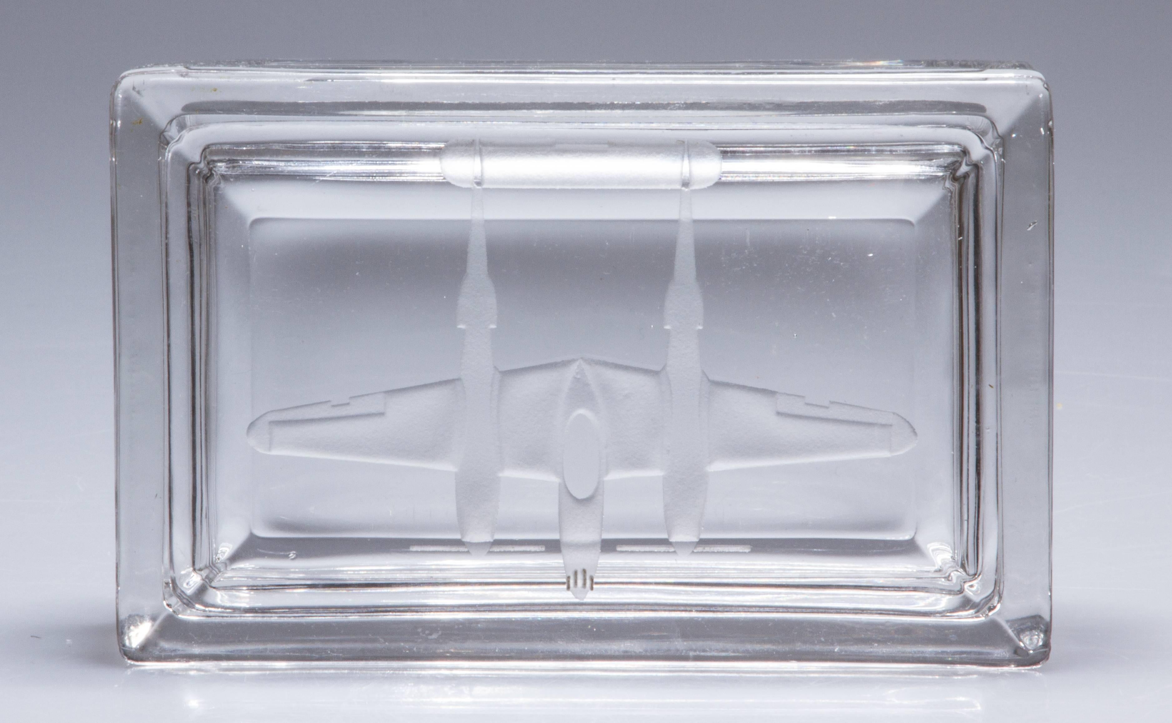 Mid-20th Century Glass Box with Airplane