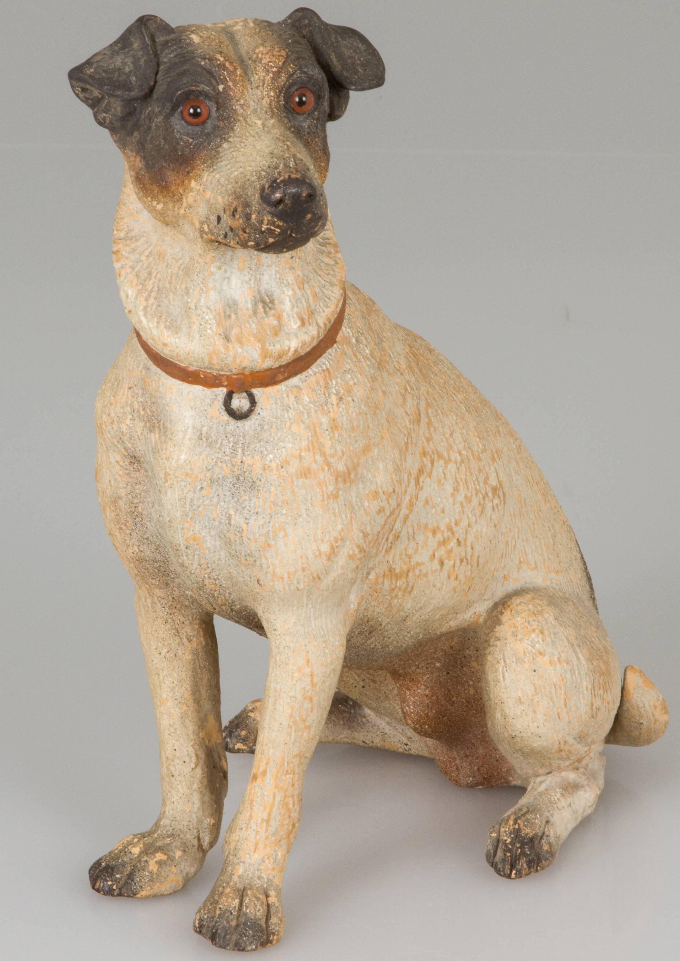 Early 20th Century Ceramic Sculpture of a Terrier