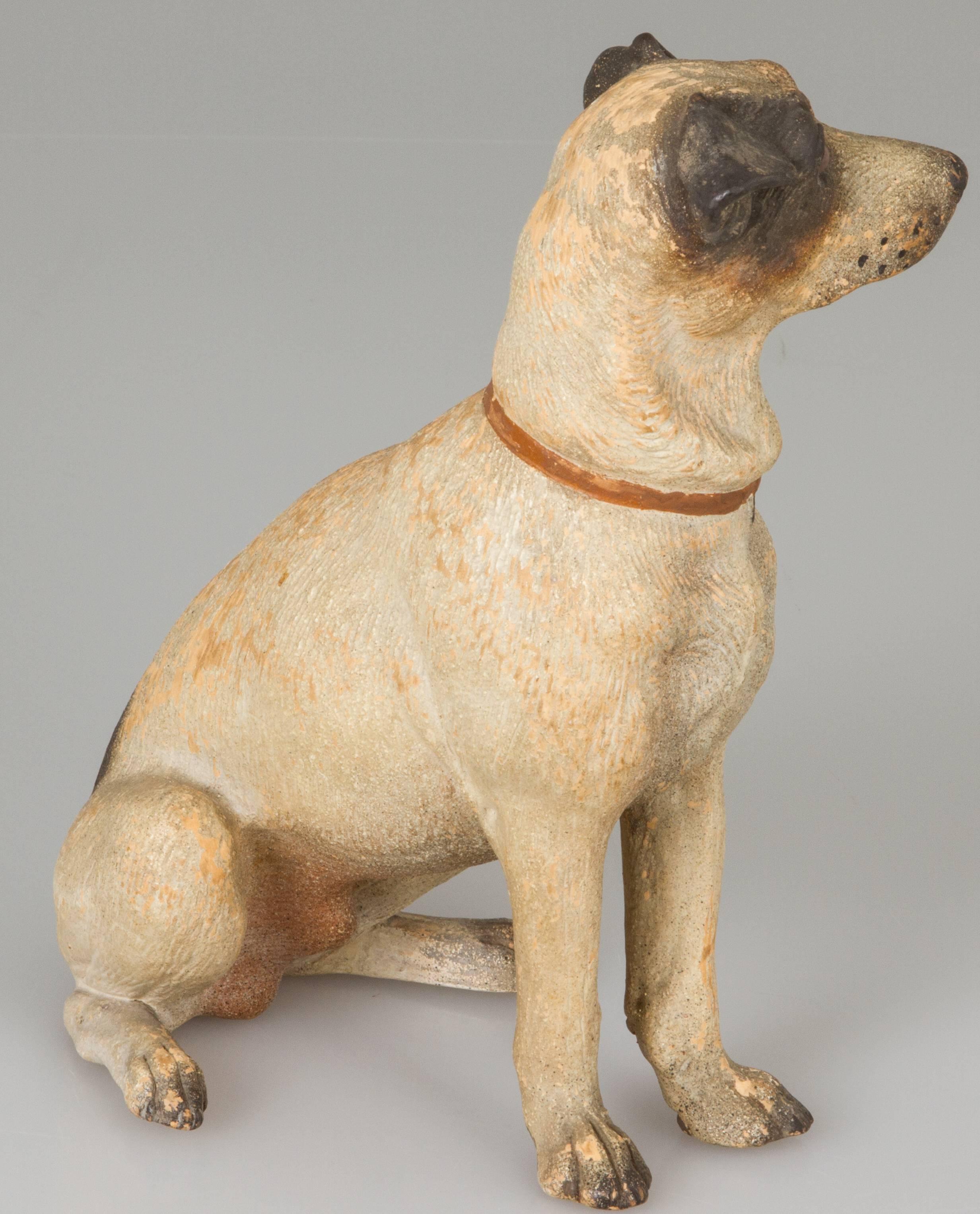 Terracotta Ceramic Sculpture of a Terrier
