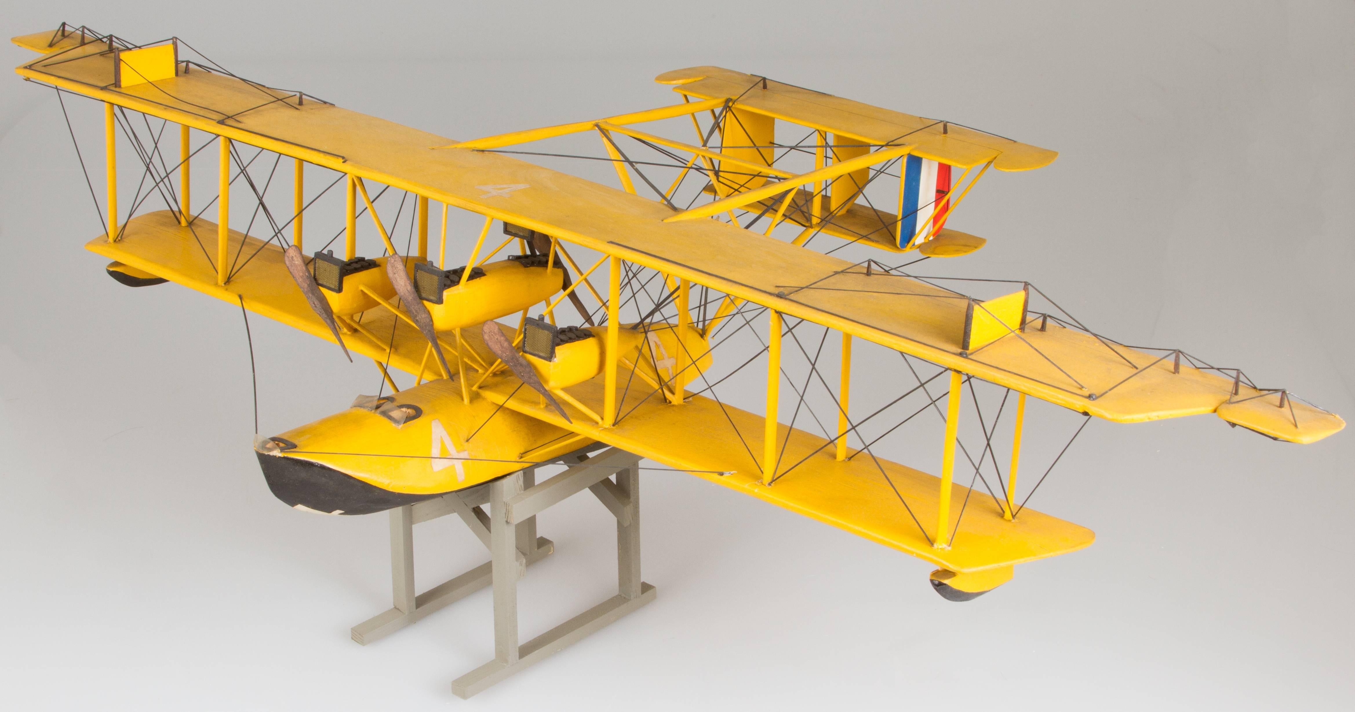 Handmade Model of a Curtiss NC-4 Seaplane In Good Condition For Sale In Chicago, IL