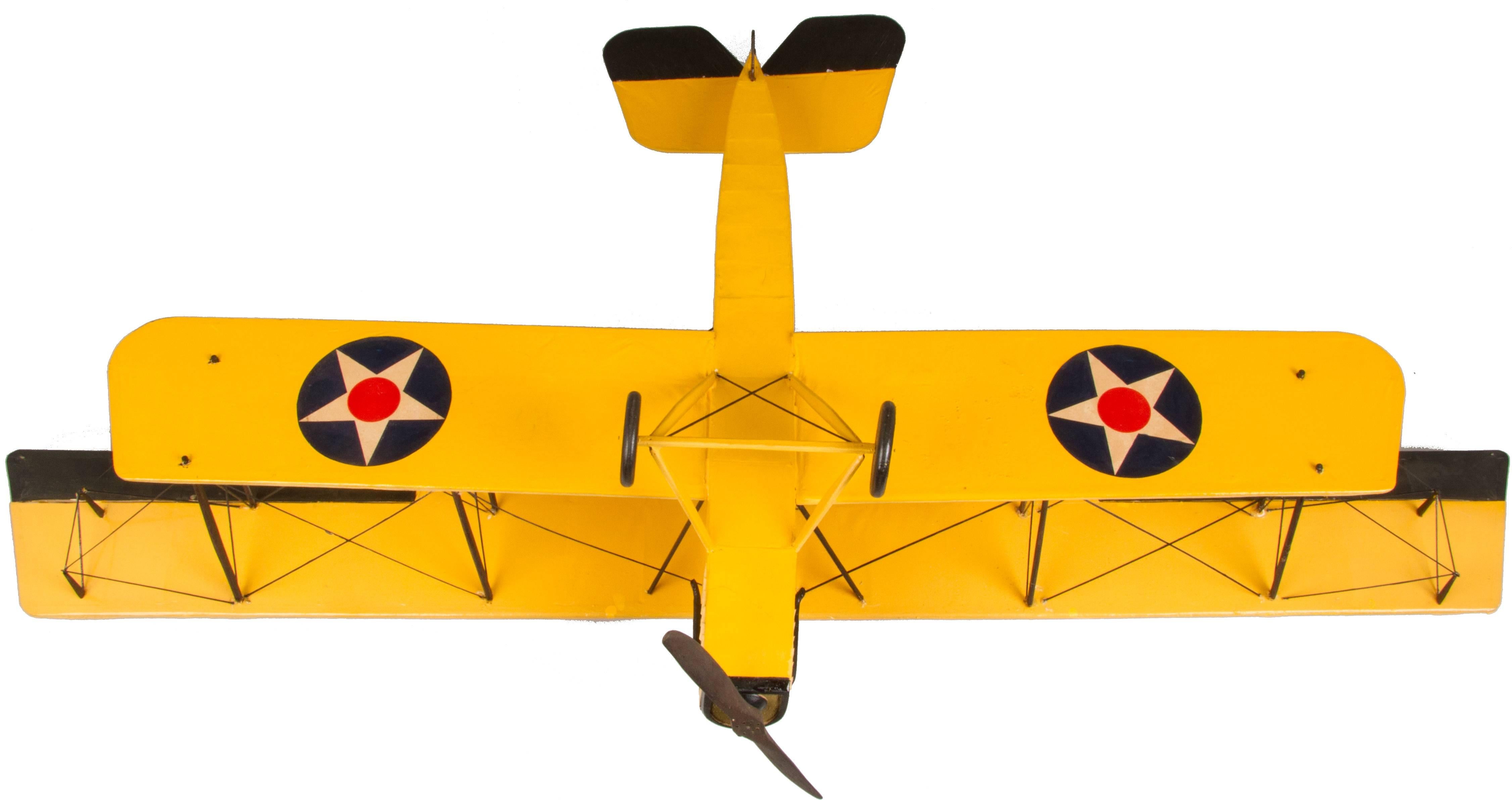 Mid-20th Century Curtis JN Biplane Handmade Model