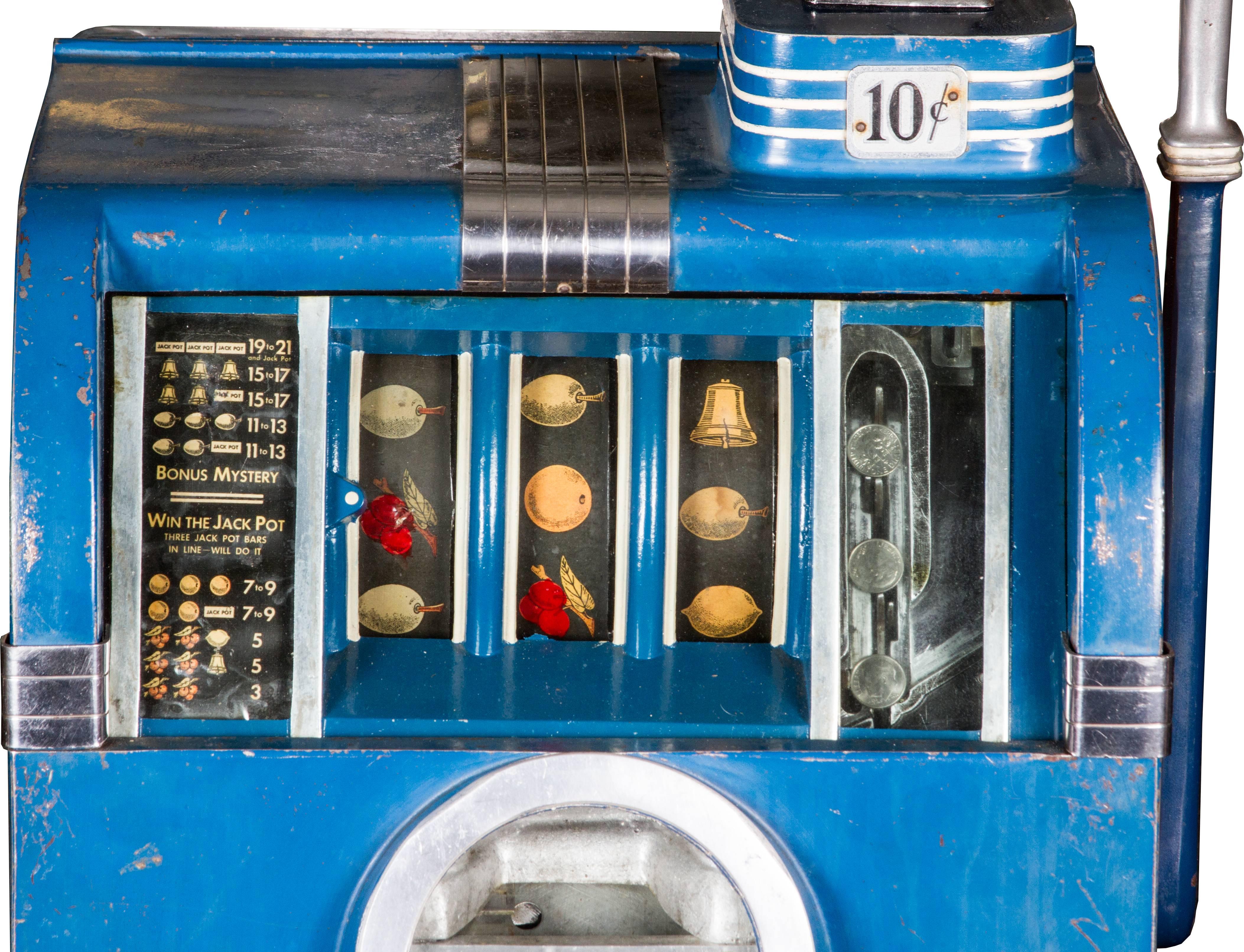 American 10 Cent Caille Cadet Slot Machine, circa 1936 with Keys
