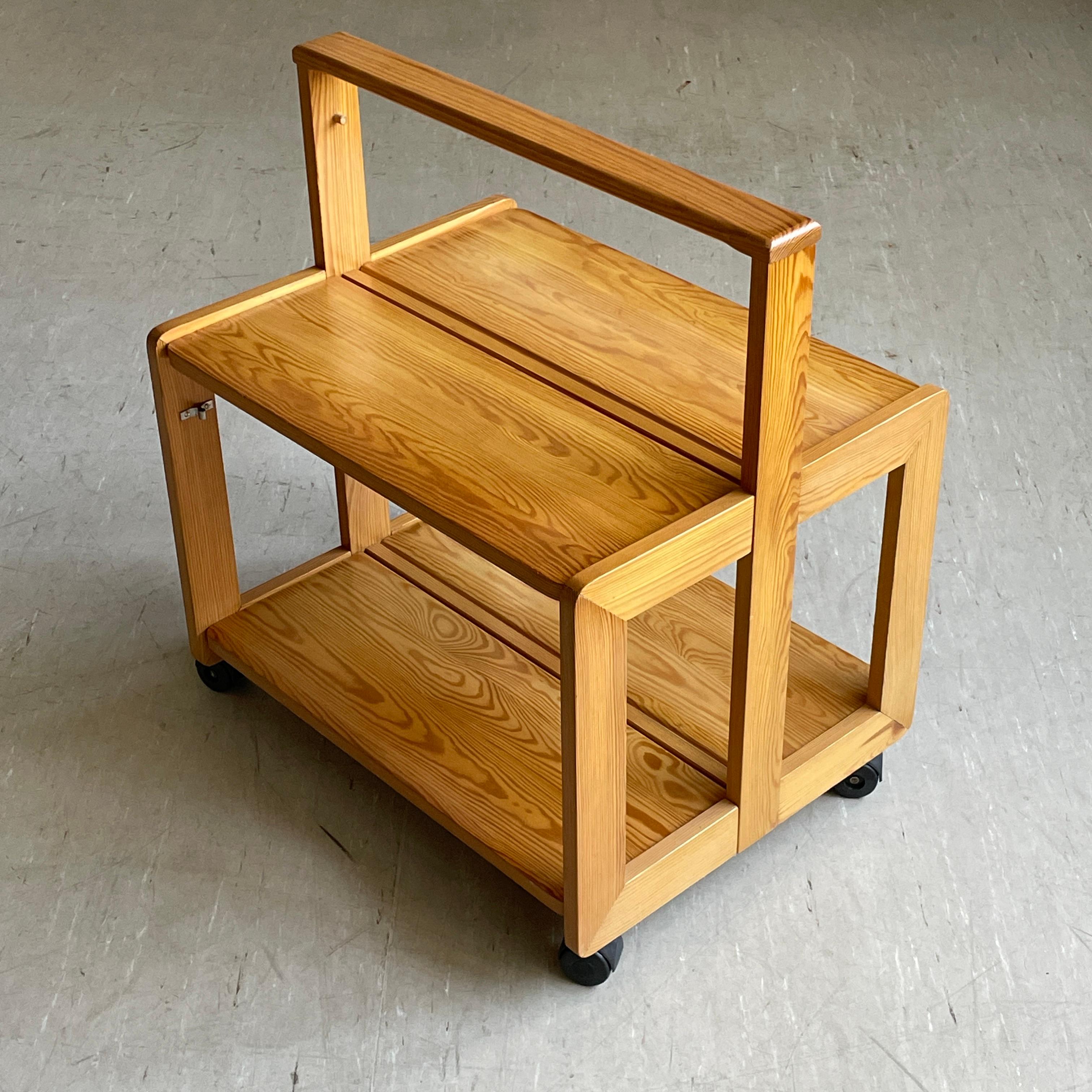 1970's Scandinavian Pinewood Folding Serving Trolley No.2 For Sale 1