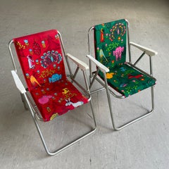 Pair of colourful Mid Century Children’s Folding Camping Chairs