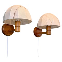Pair of Pinewood Wall Lamps, 1970's