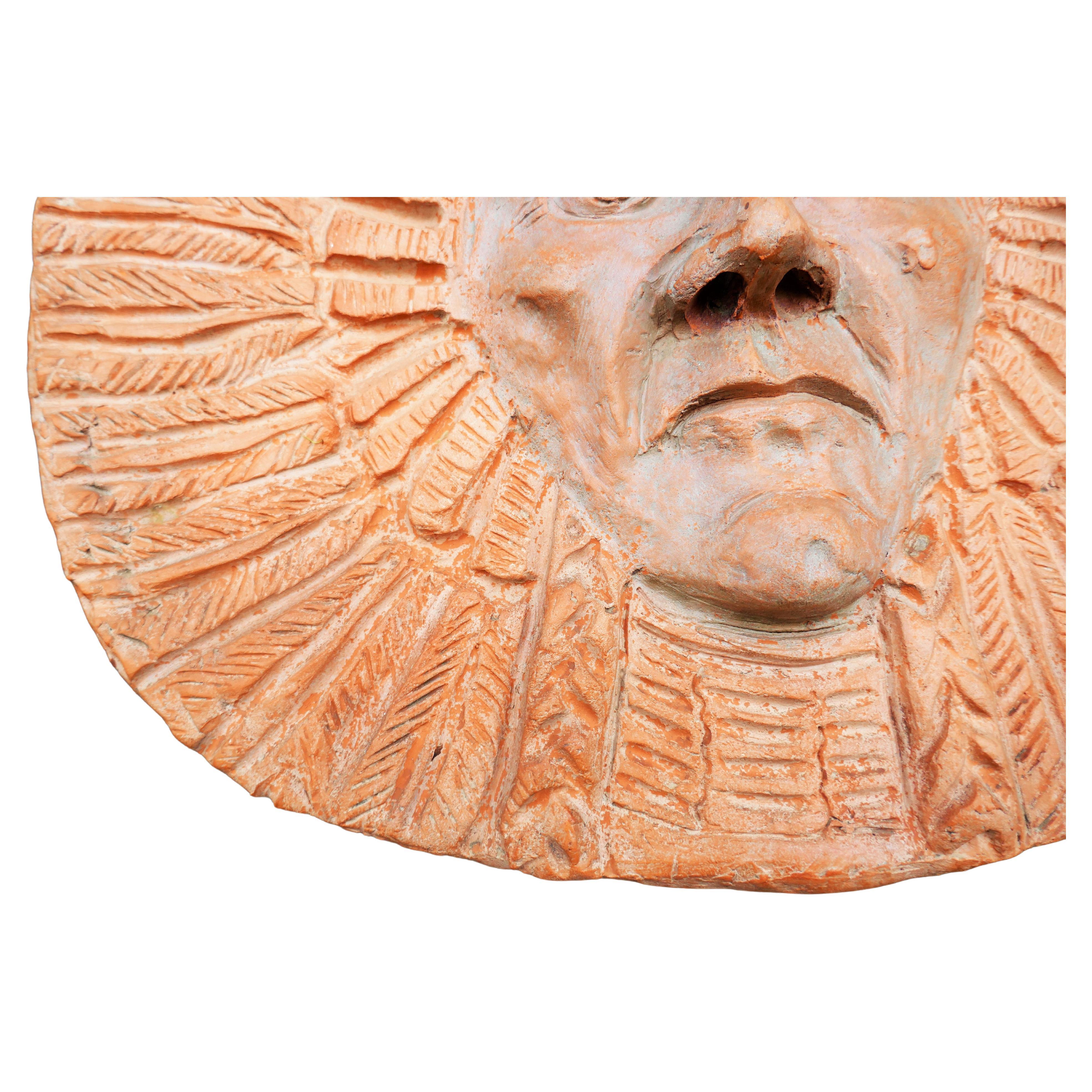 Terracotta sculpture by Roberto Cossellu - Sitting Bull? Indian For Sale 1