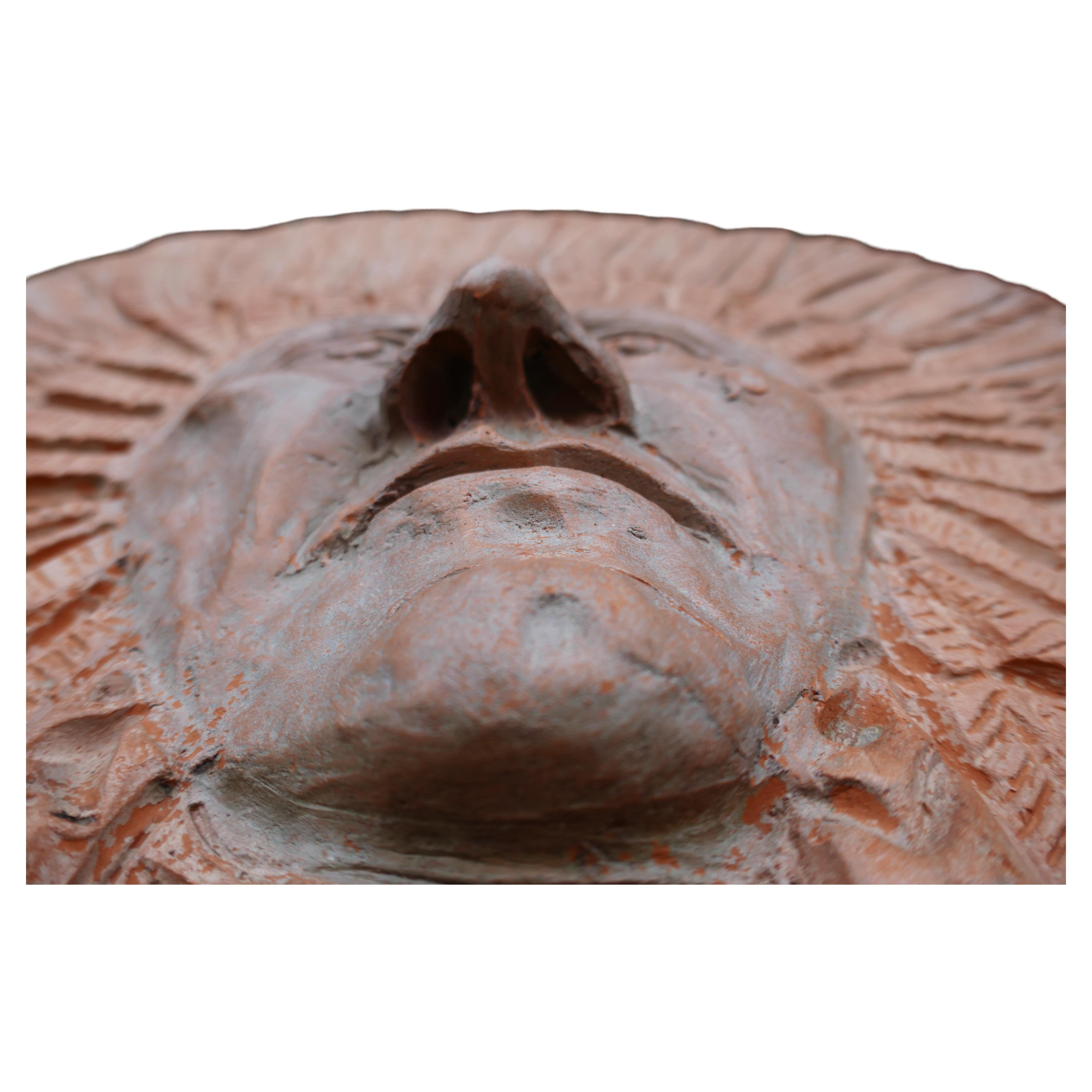 Late 20th Century Terracotta sculpture by Roberto Cossellu - Sitting Bull? Indian For Sale