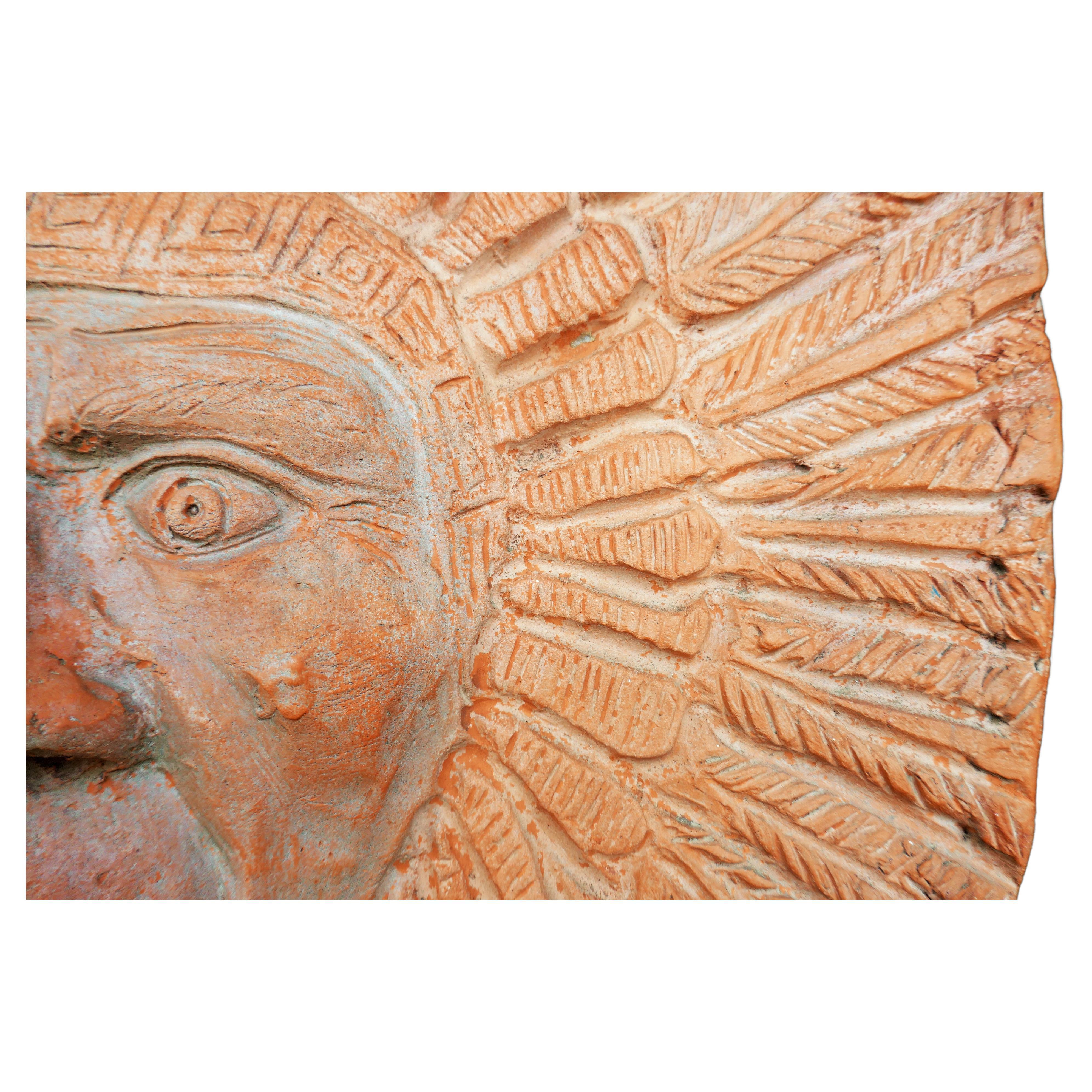 Terracotta sculpture by Roberto Cossellu - Sitting Bull? Indian For Sale 3