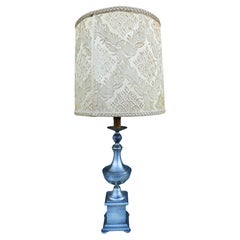 Table lamp in metal and damask diffuser