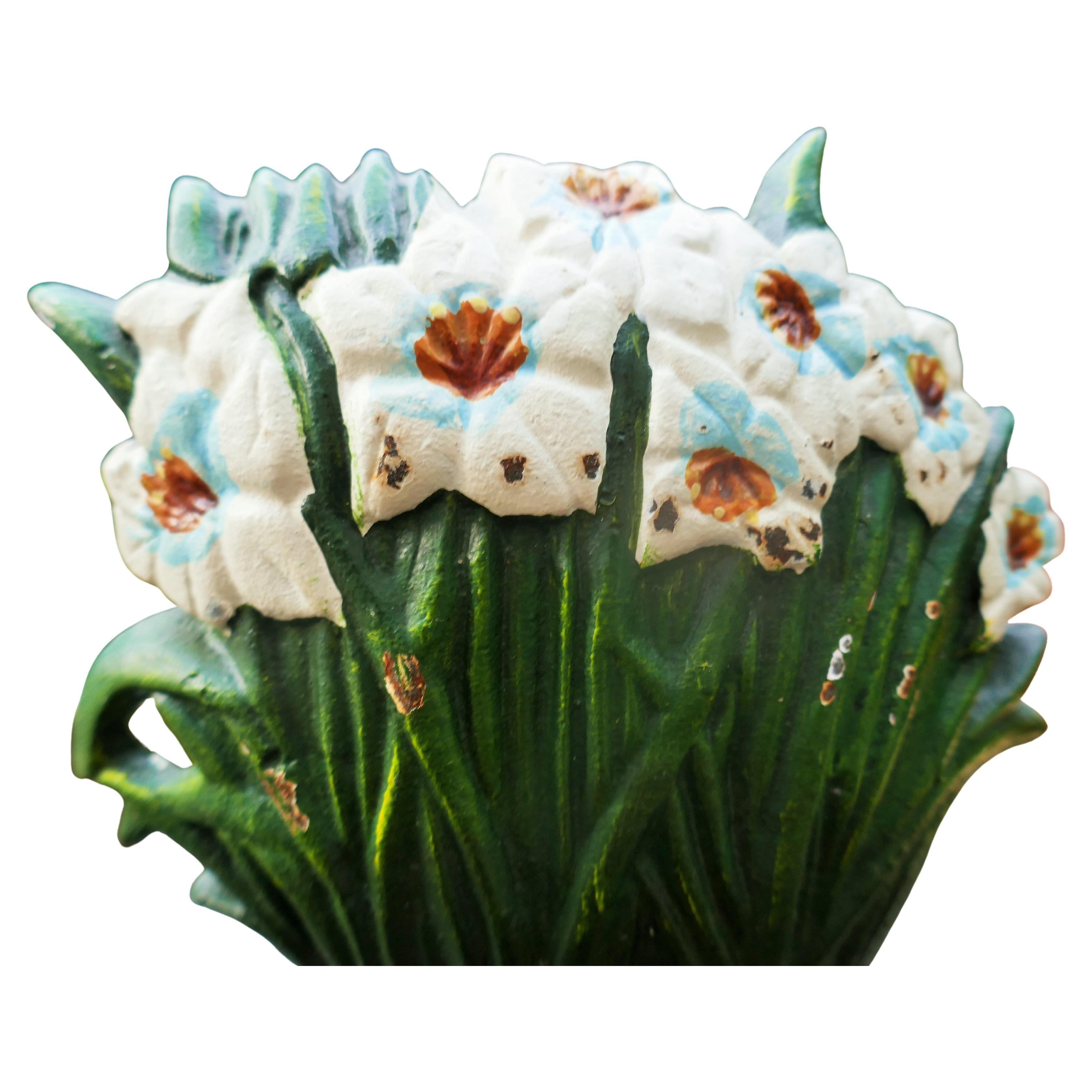 American Narcissus flower iron door stop. Floor decor For Sale