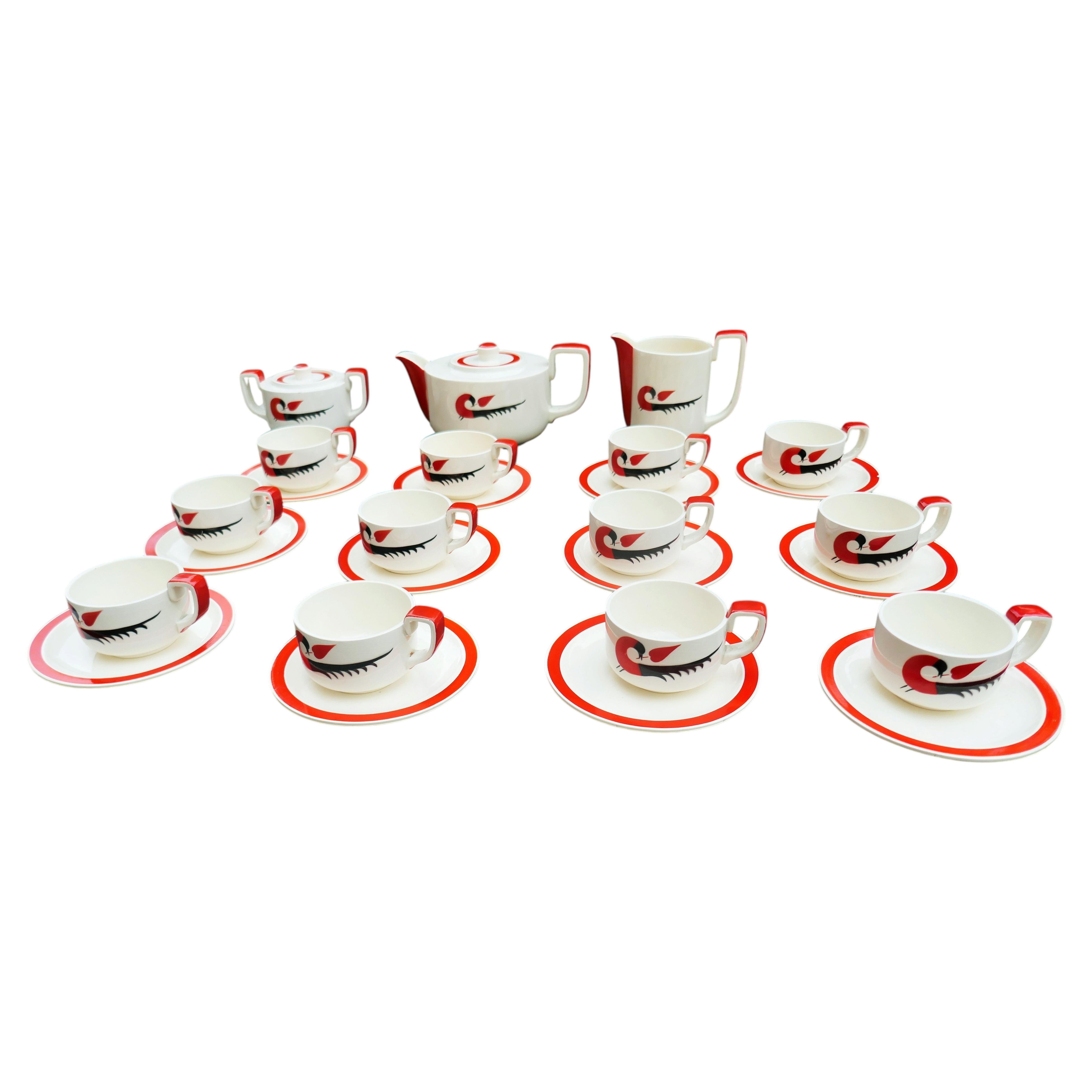 Richard Ginori tea set with decoration attributed to Gio Ponti