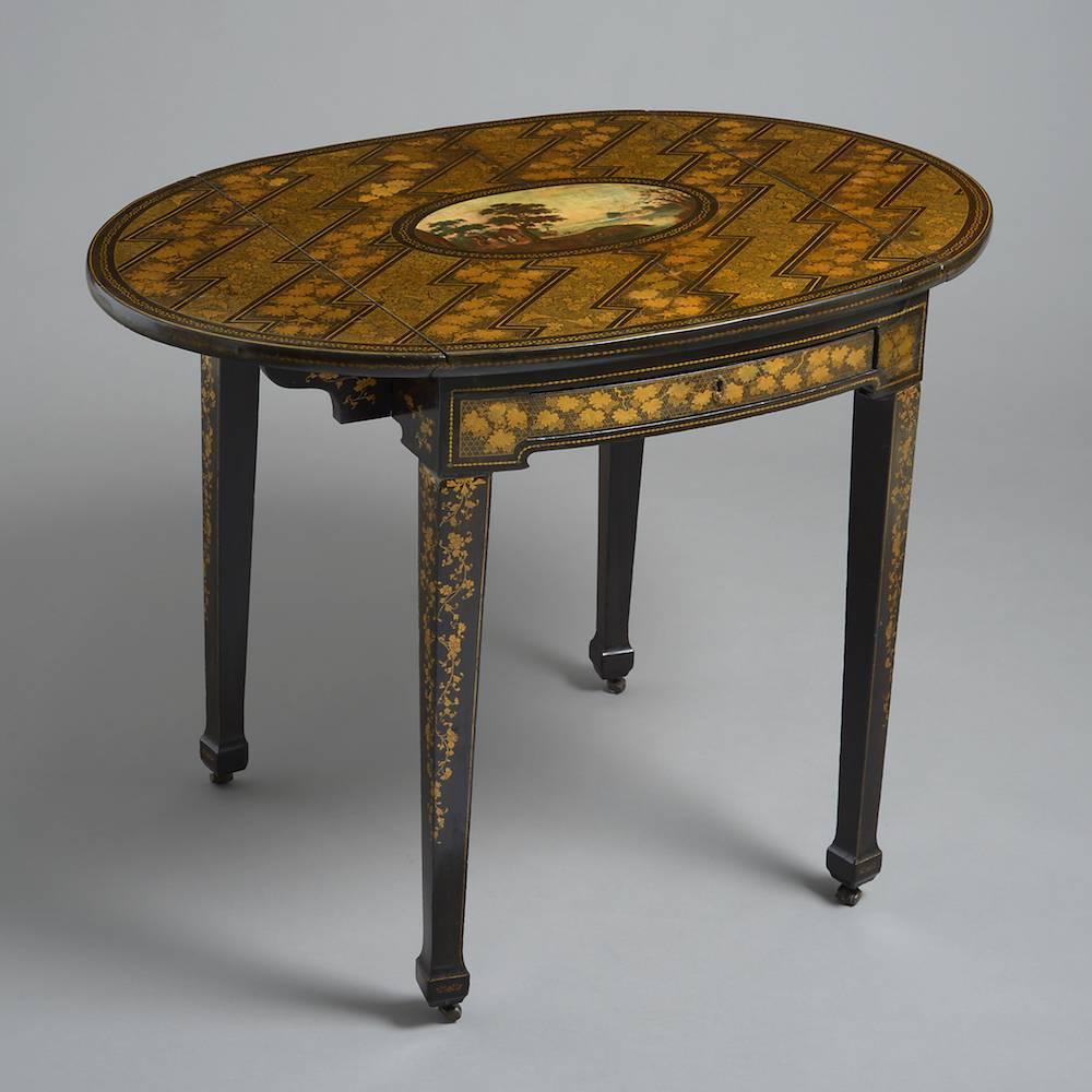 An exceptional and rare Chinese Export lacquer Pembroke table, circa 1780.