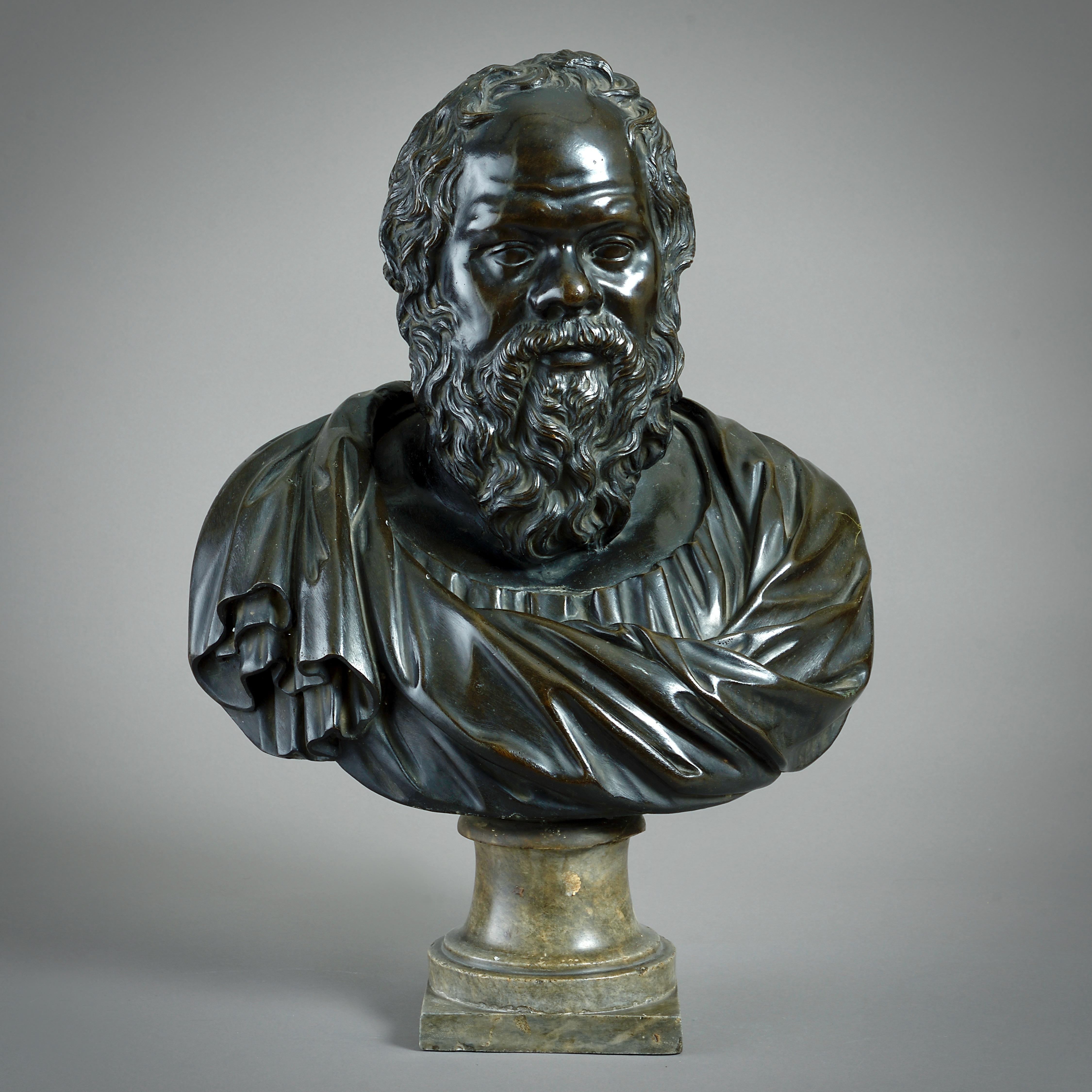 17th Century Bronze Bust of Socrates For Sale