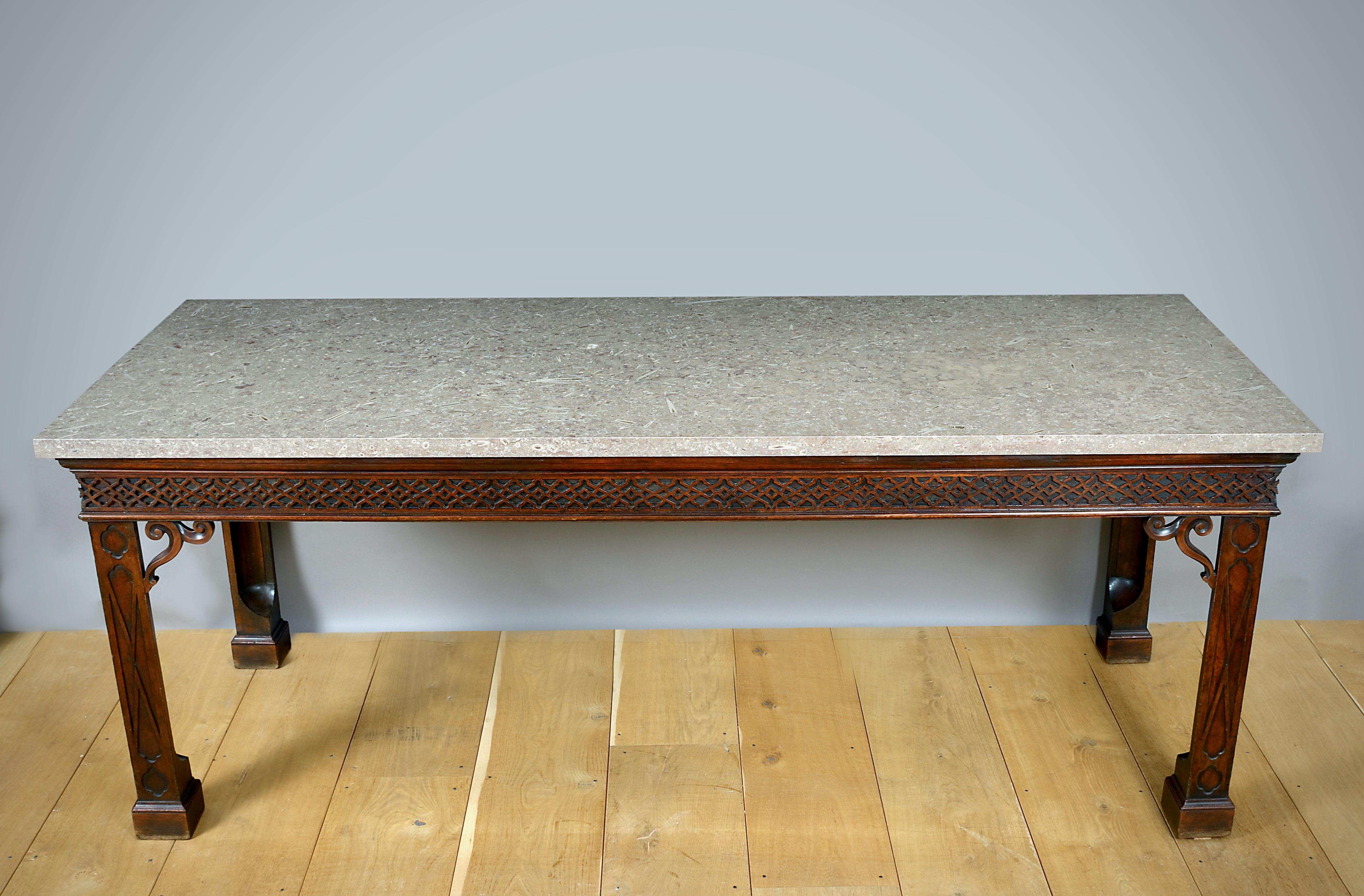 Marble Massive George II Mahogany Side Table For Sale