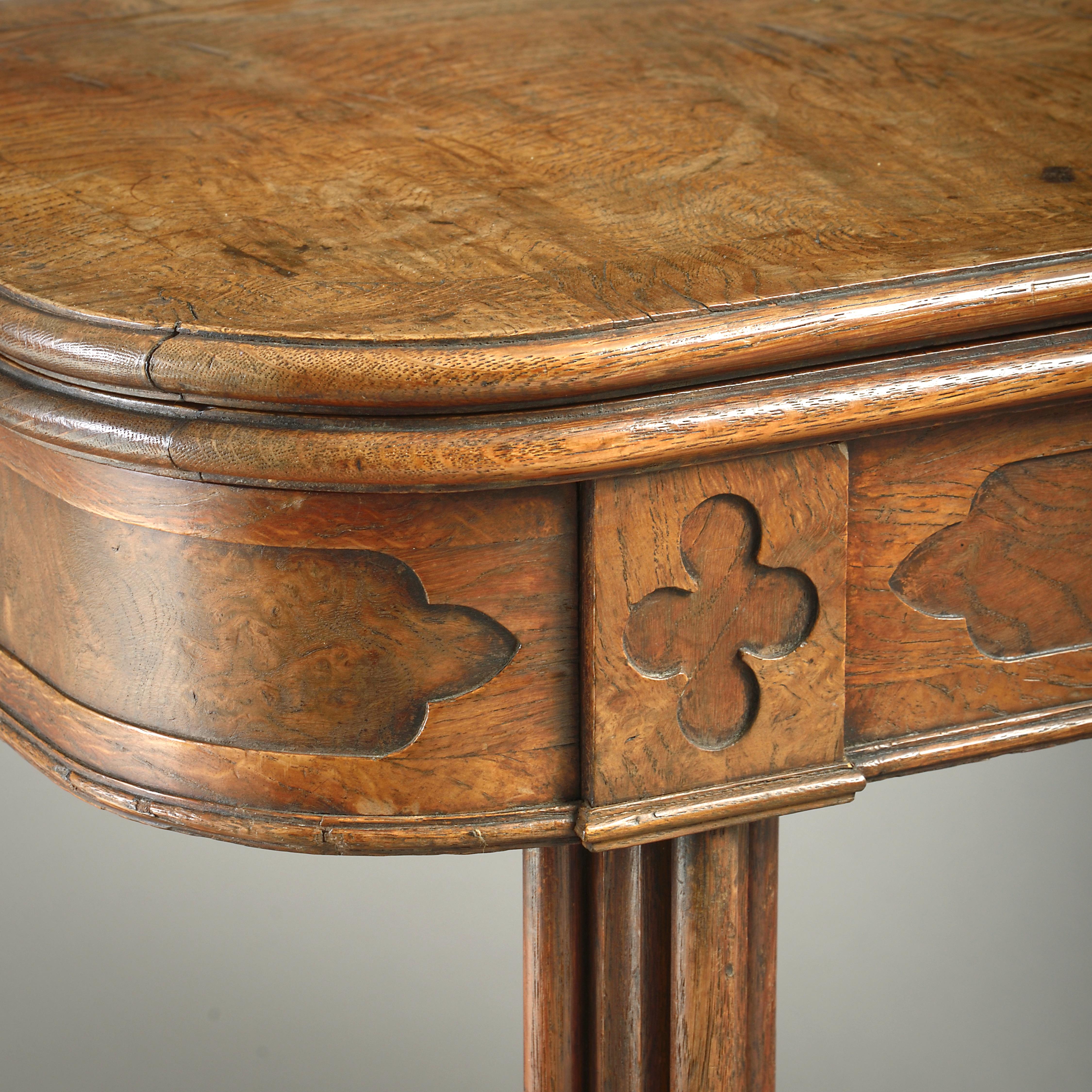 Regency Gothic Pollard Oak Tea Table For Sale 1