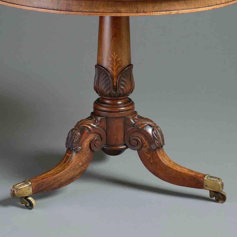 George IV 19th Century specimen marble, rosewood and marquetry centre table.