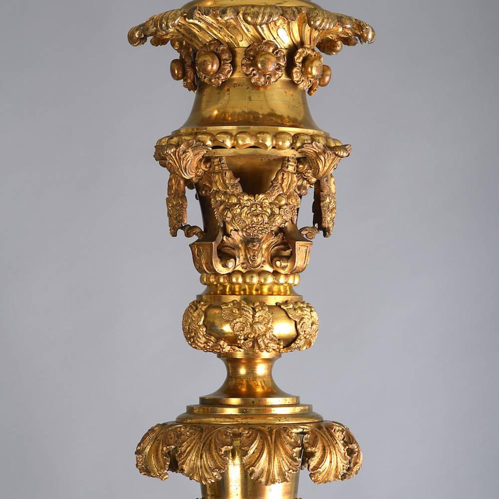 English George IV Gilt Brass Chandelier by Messenger & Co.