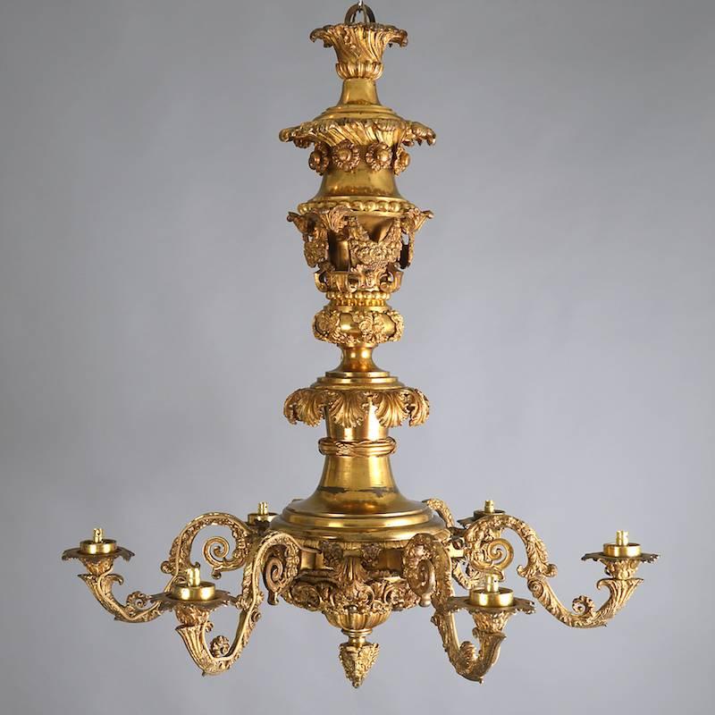 George IV Gilt Brass Chandelier by Messenger & Co. In Excellent Condition In London, GB