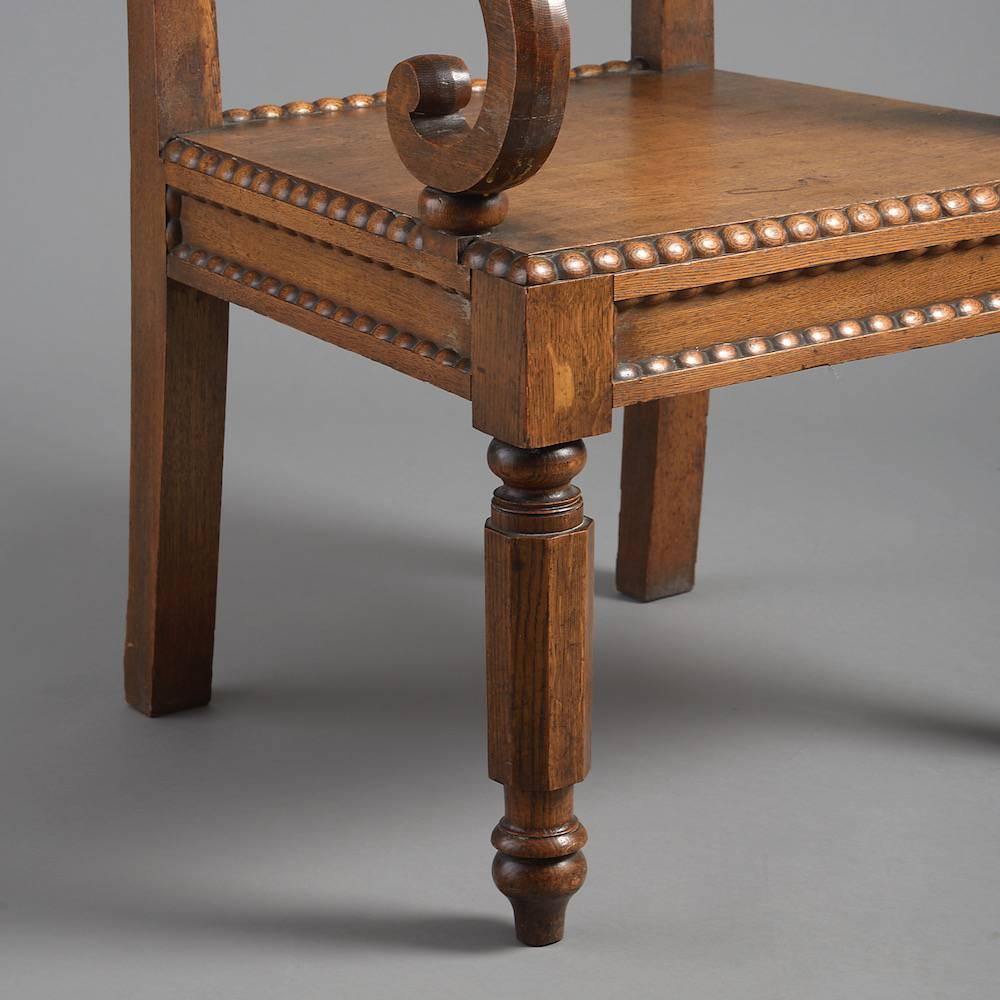 Carved Pair of William IV Gothic Oak Armchairs