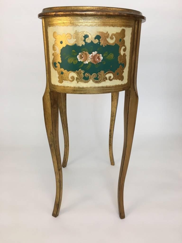 Gilt Florentine Italian Painted Table or Chest with Drawers for Bedside or Vanity