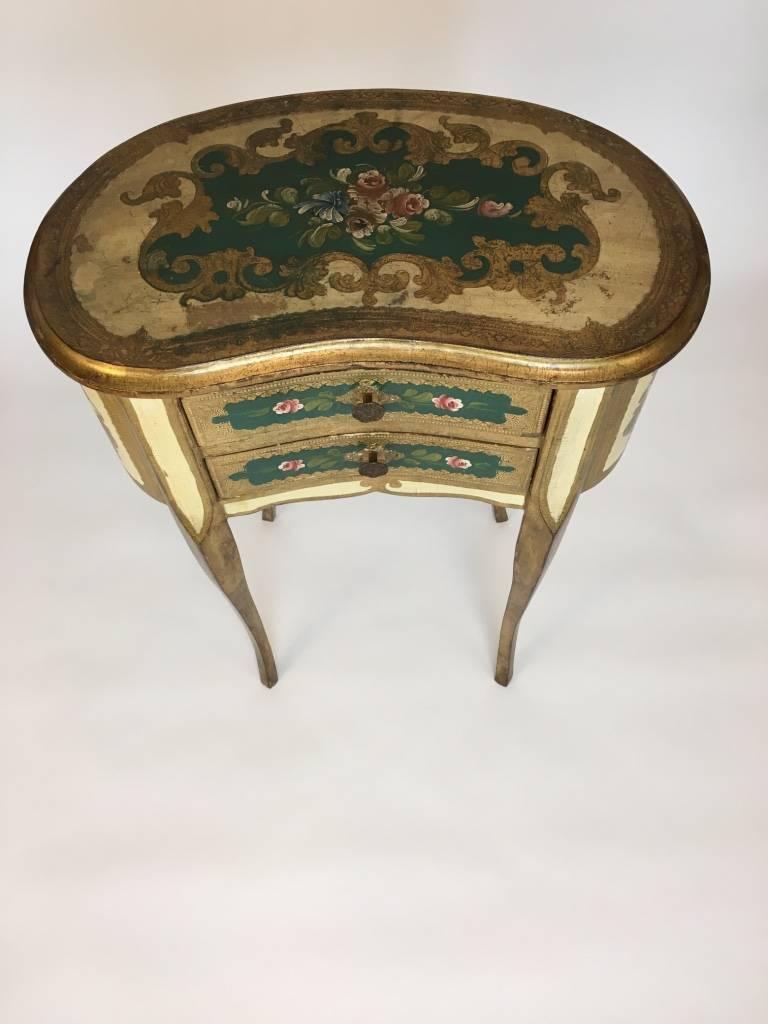 19th Century Florentine Italian Painted Table or Chest with Drawers for Bedside or Vanity