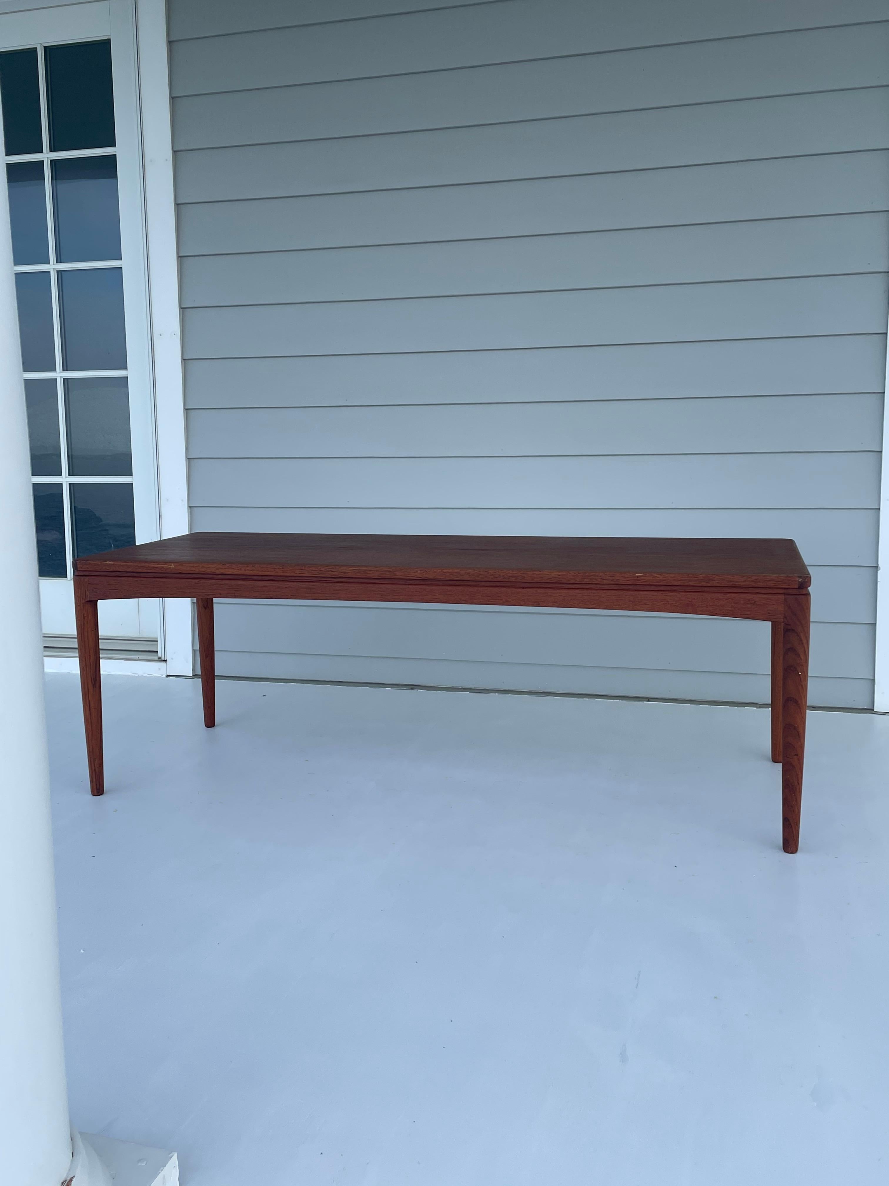 Vintage Danish Mid Century Teak Rectangular Coffee Table or Bench For Sale 4
